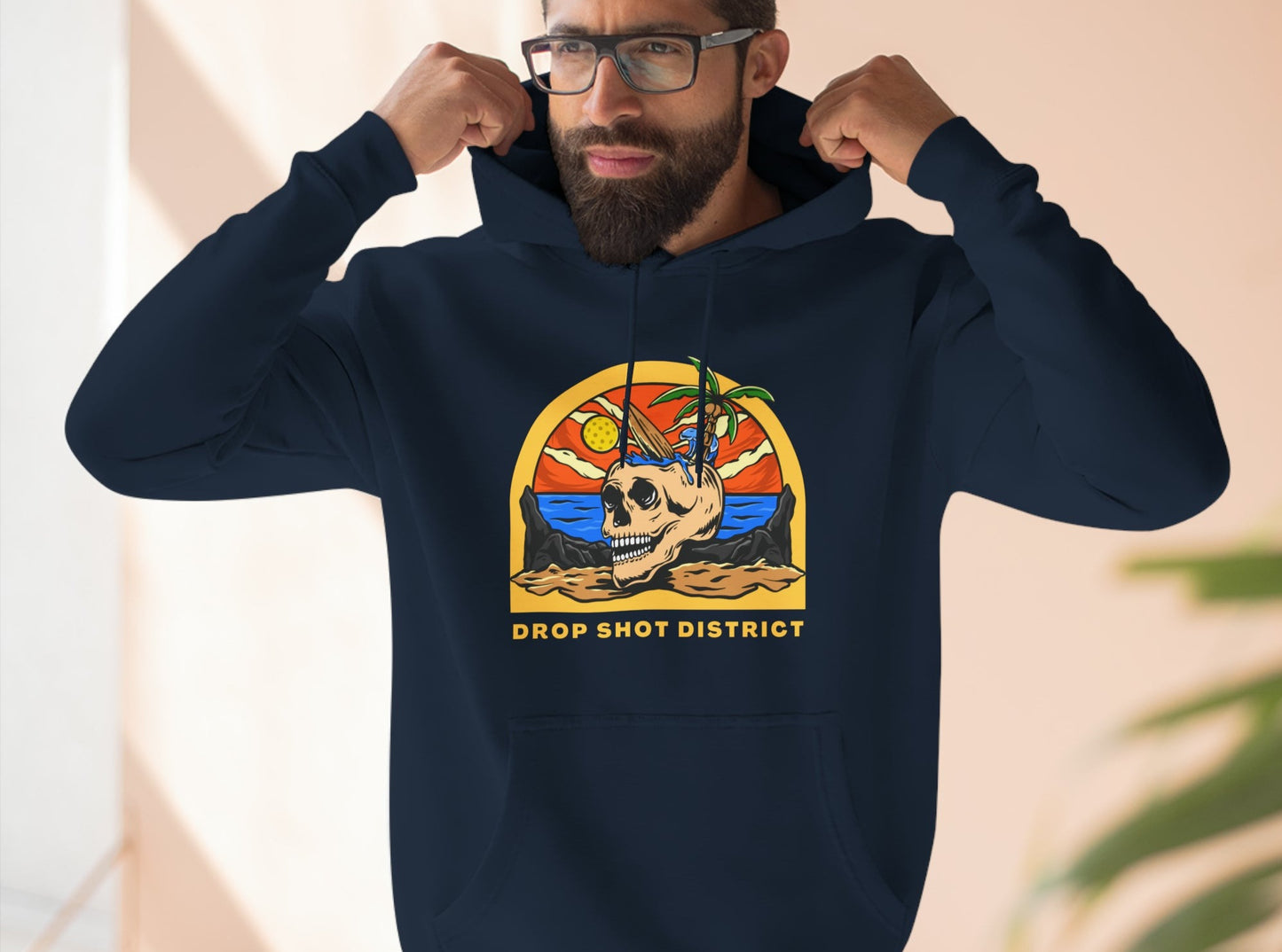 Super unique Unisex Drop Shot District Skeleton Premium Pullover Pickleball Hoodie