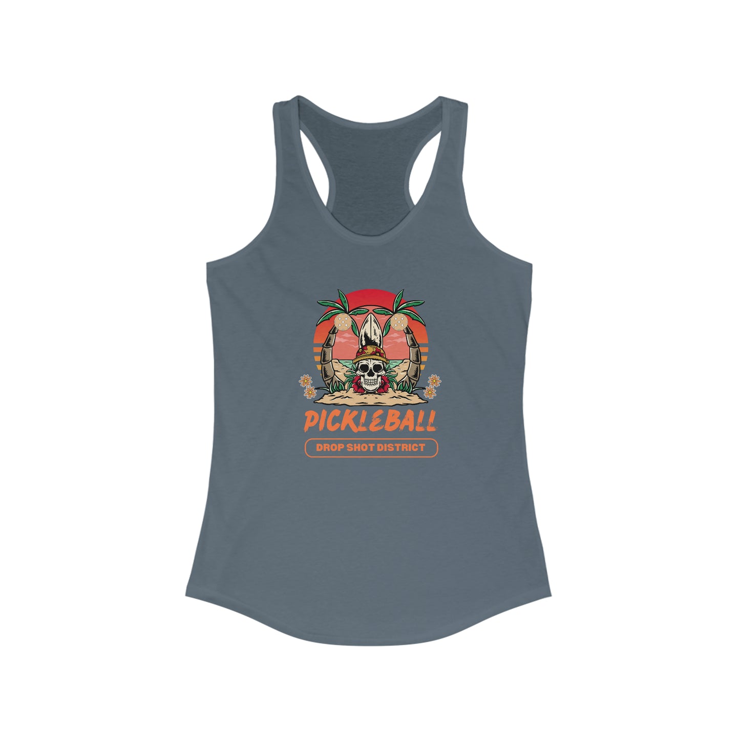 Skelton Head Drop Shot District Women's Super Cute Pickleball Tank
