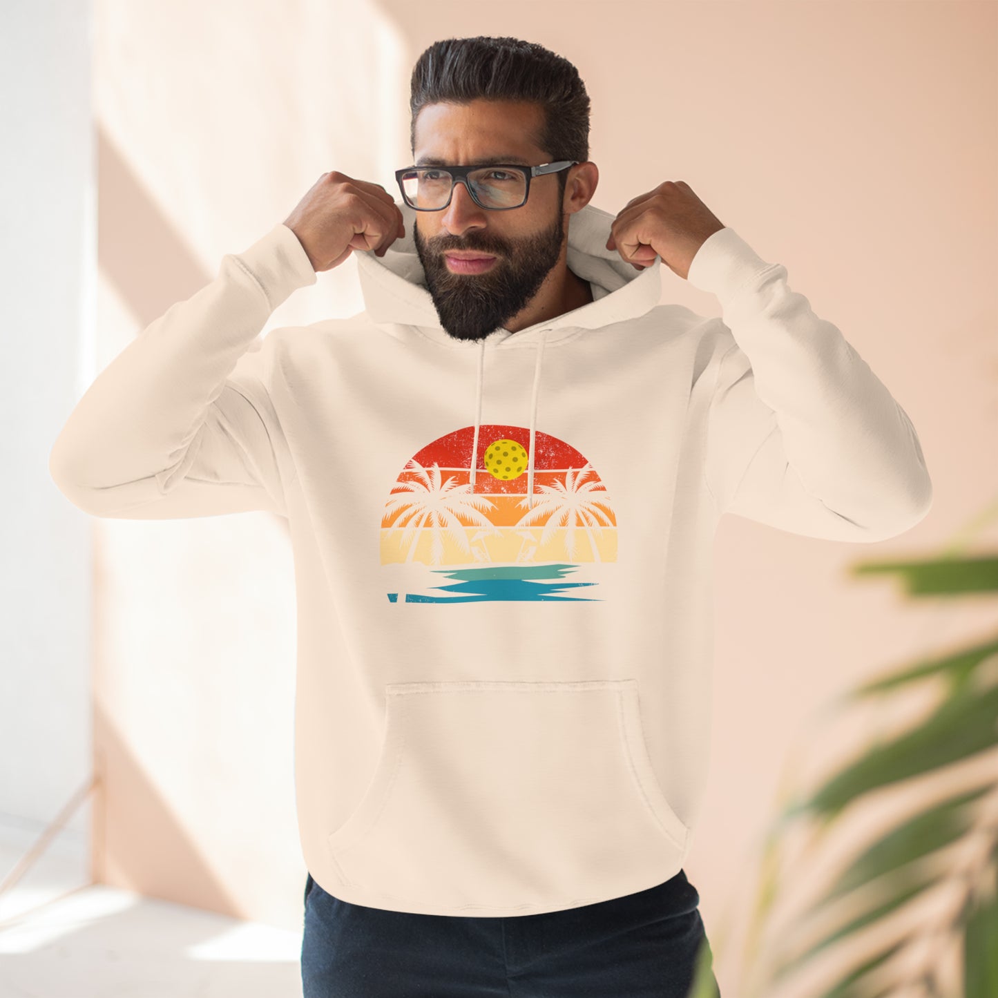 Unisex Beautiful Pickleball Sunset Premium Pullover Pickleball Hoodie