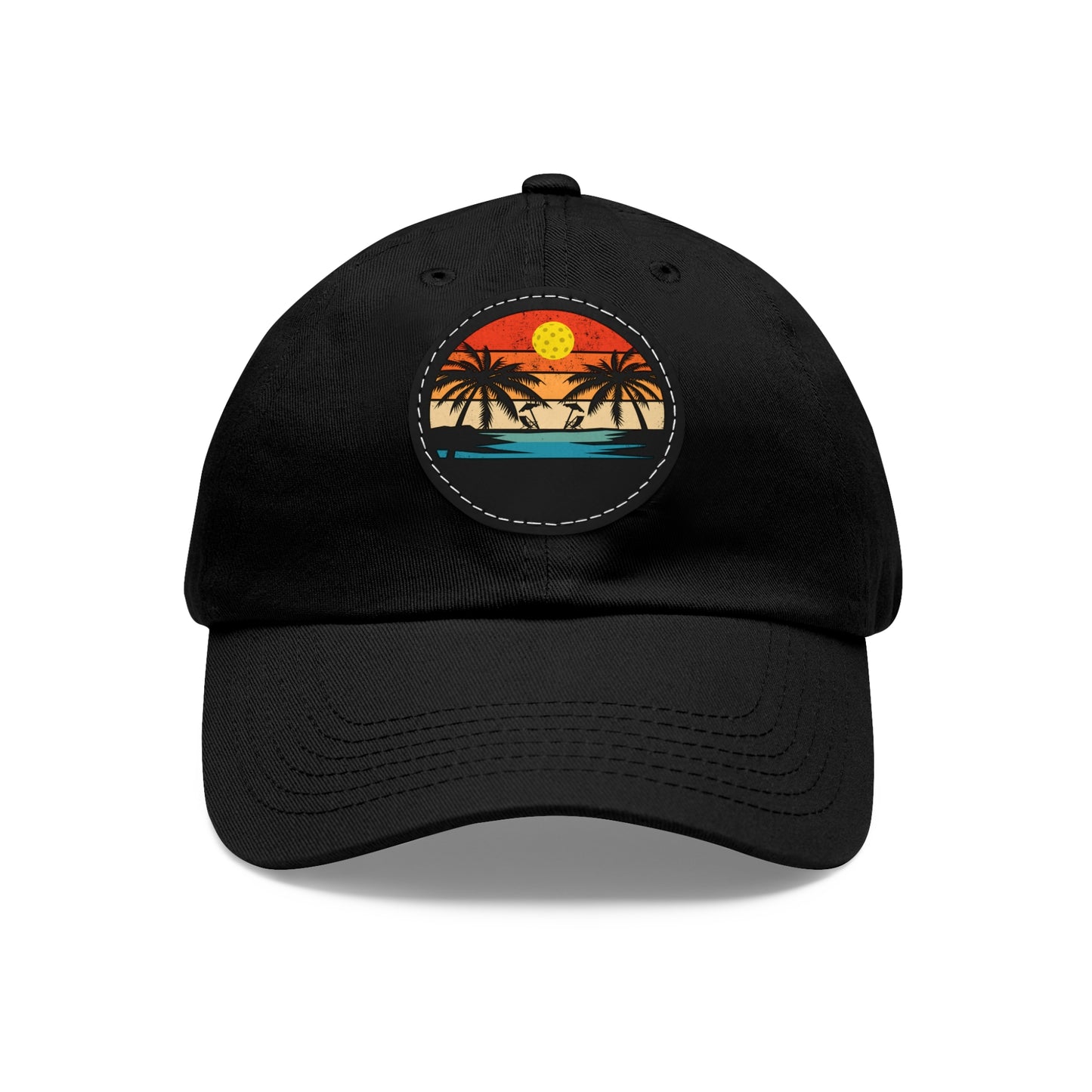 Beautiful Pickleball Sunset Hat with Leather Patch
