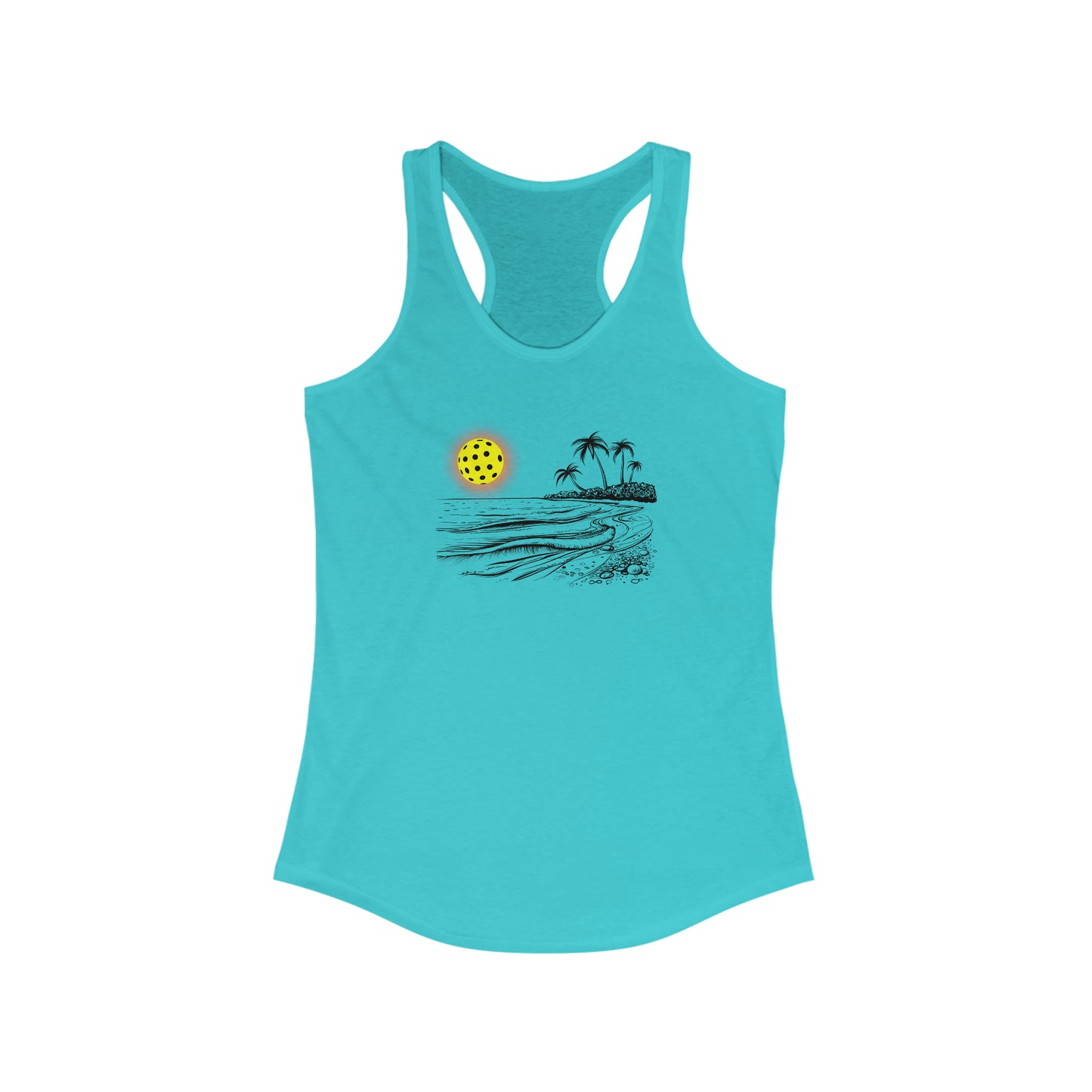 Pickleball Sun Beach Vibes Beautiful Women's Racerback Tank Top
