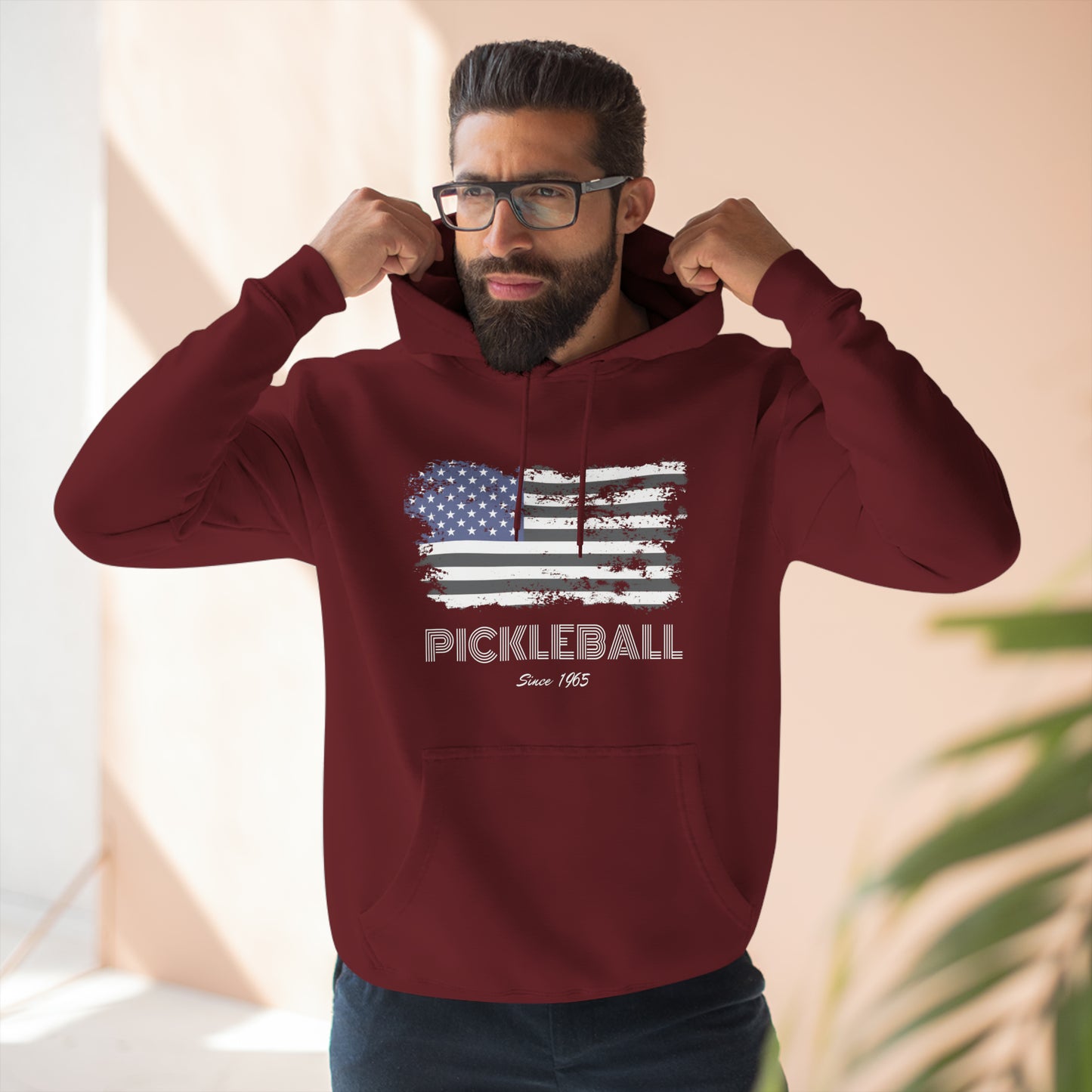 Unisex American Flag USA Pickleball Since 1965 Patriotic Premium Hoodie
