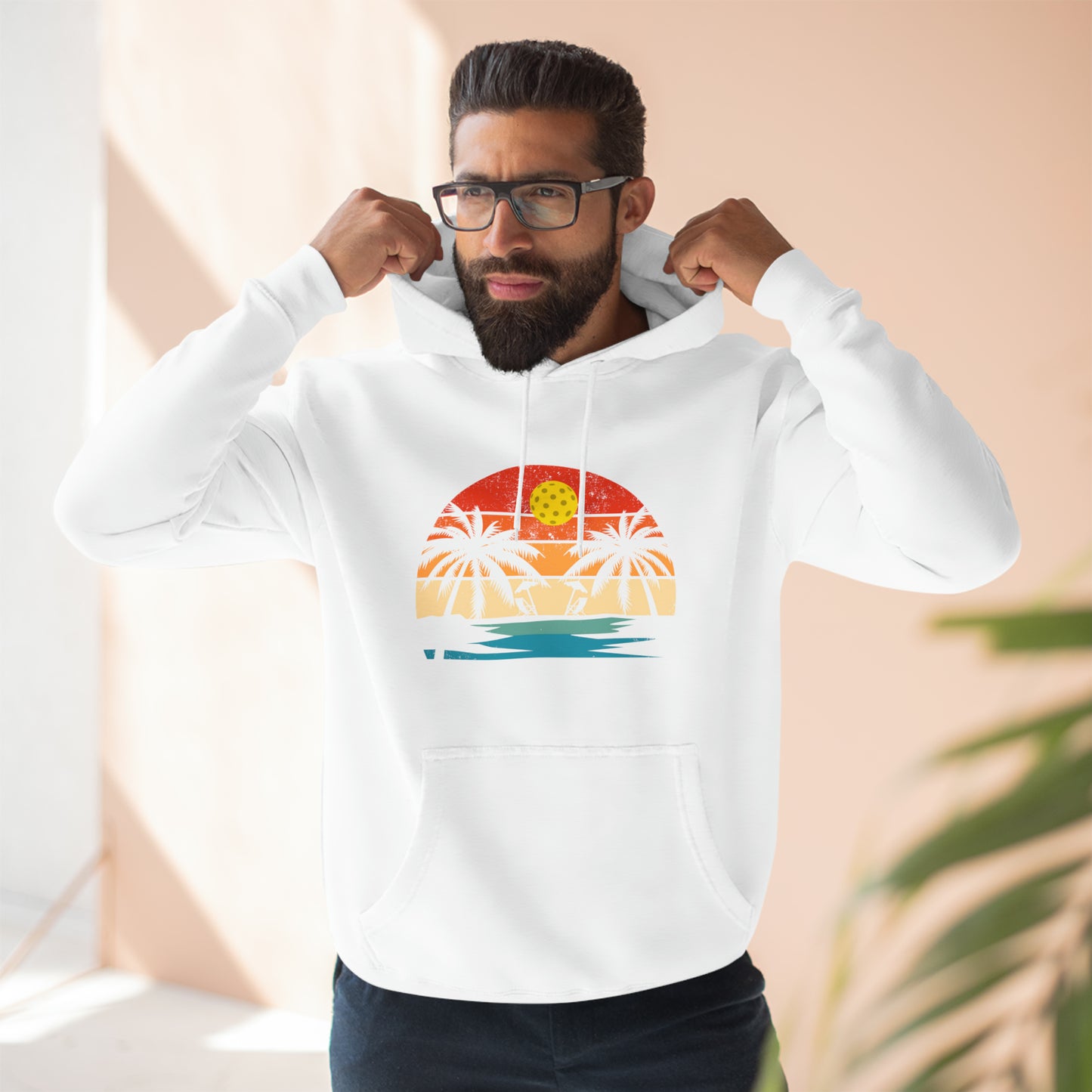 Unisex Beautiful Pickleball Sunset Premium Pullover Pickleball Hoodie
