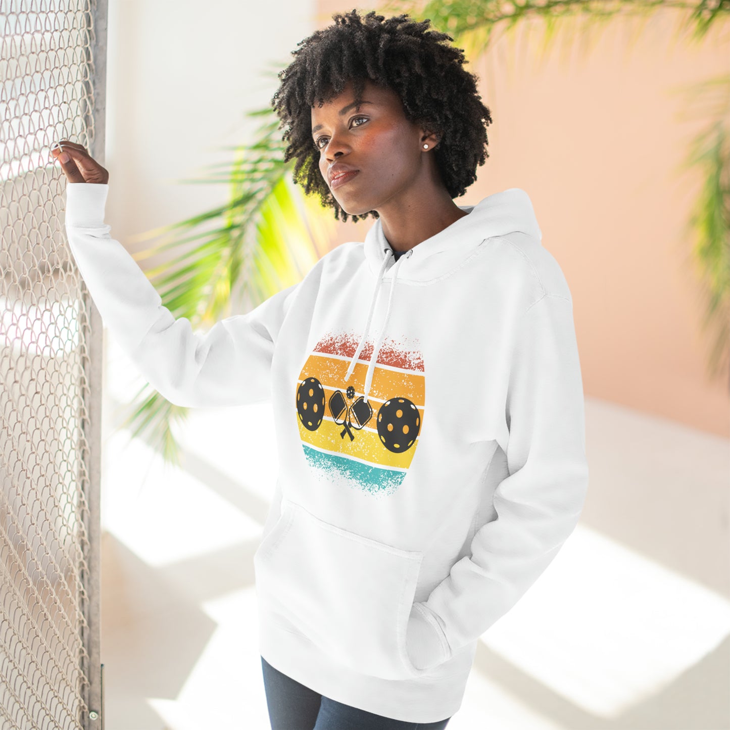Tropical Pickleball Sunset Gorgeous Unisex Premium Pullover Hoodie