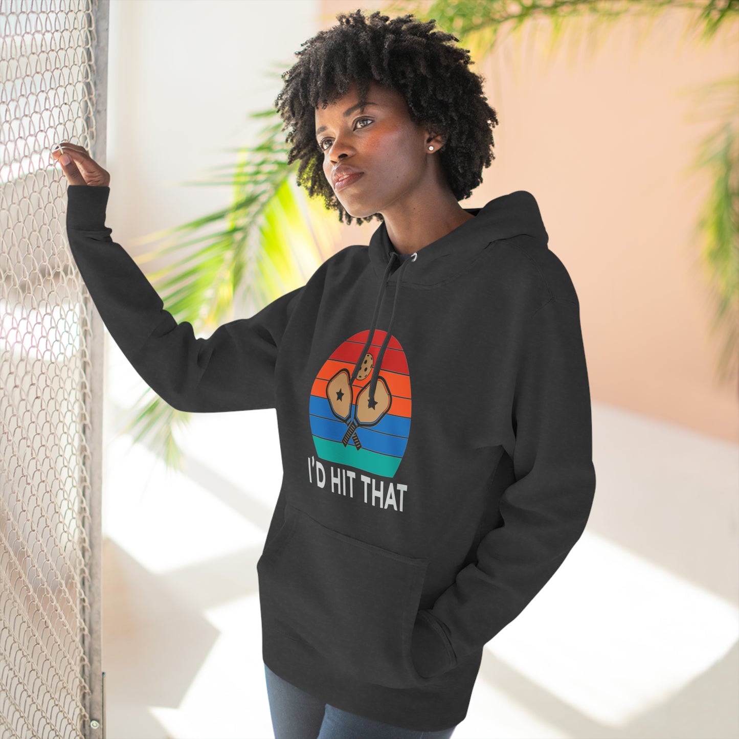 Unisex I'd Hit That Funny Pickleball Premium Pullover Hoodie