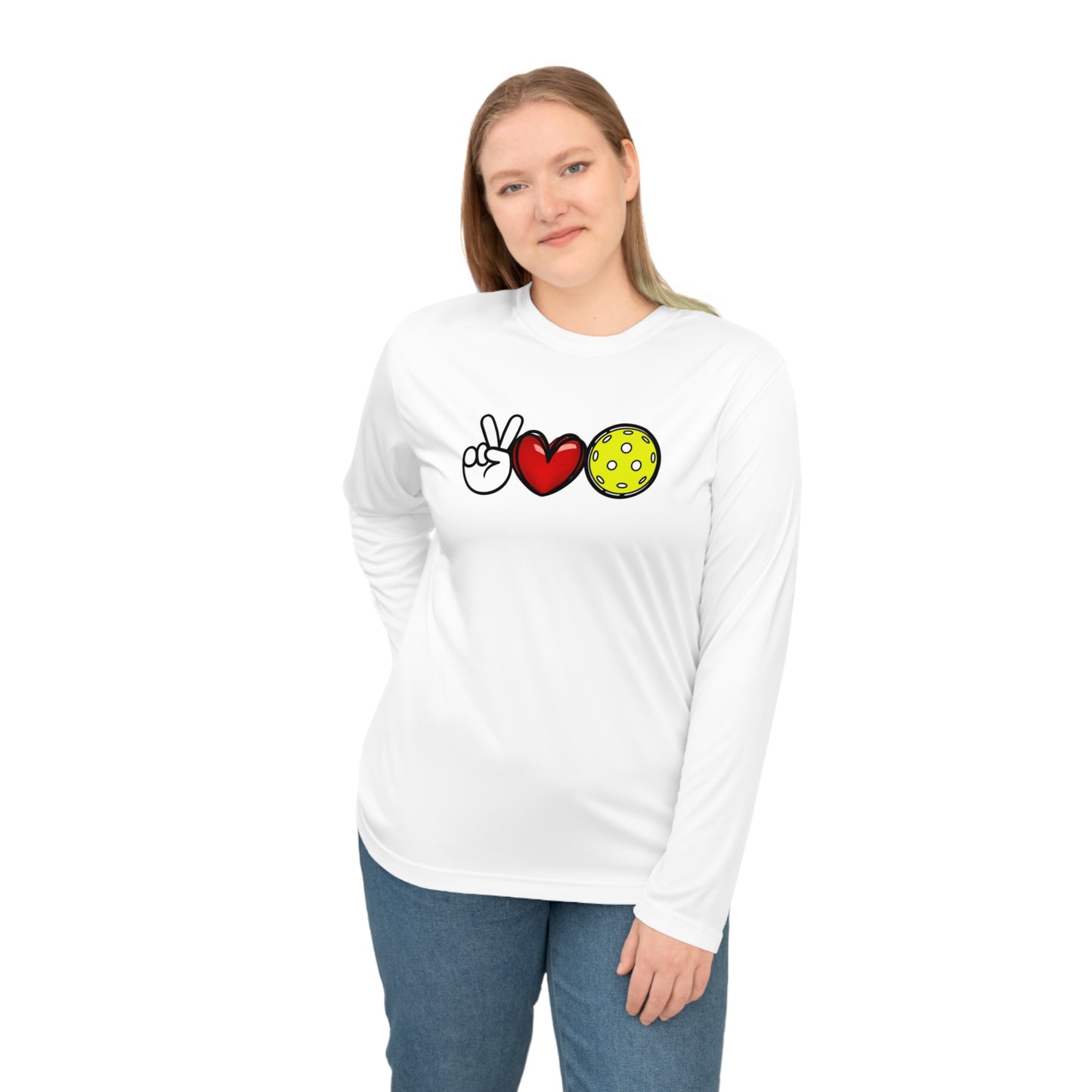 Peace, Love, Pickleball Super Cute Unisex Performance Long Sleeve Shirt