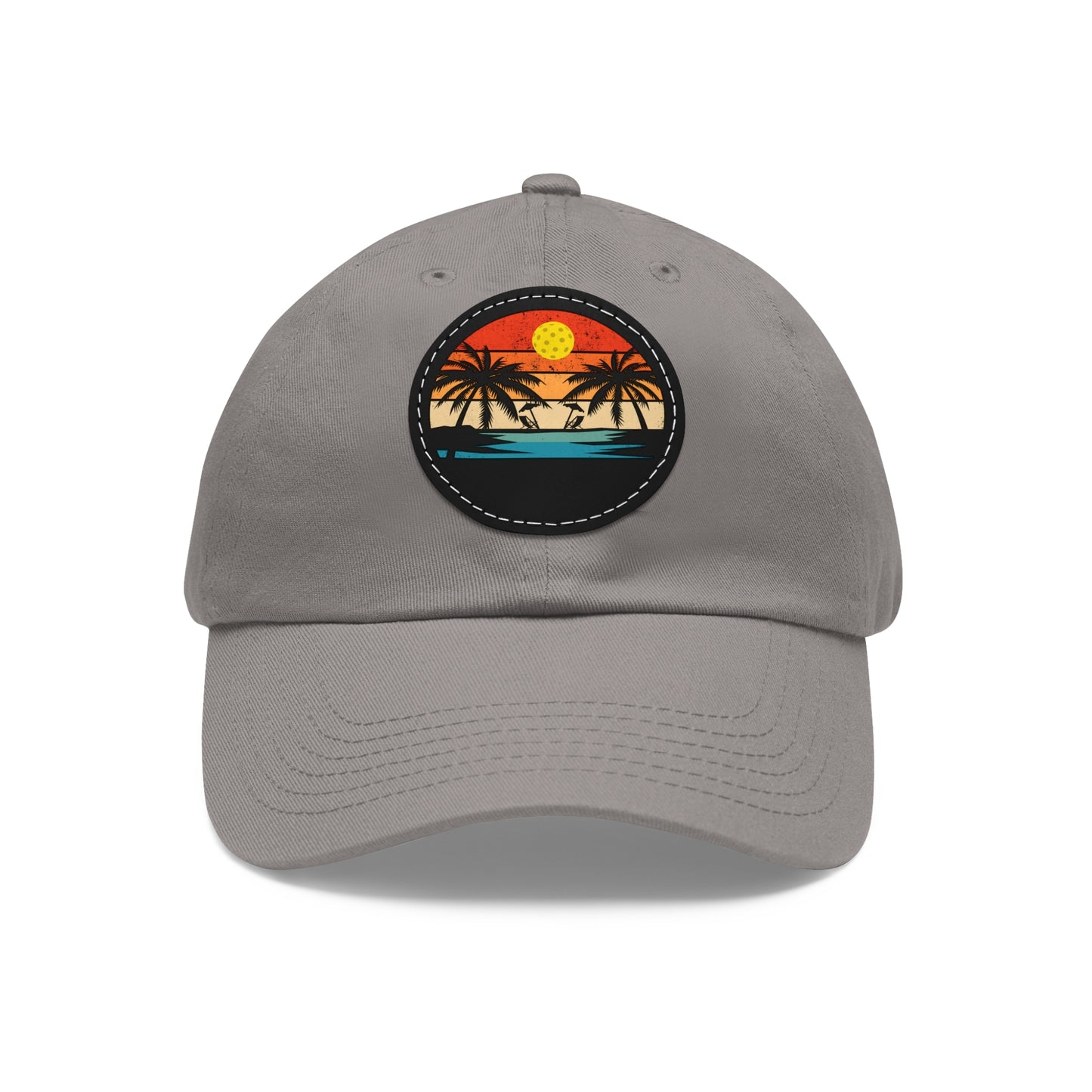 Beautiful Pickleball Sunset Hat with Leather Patch