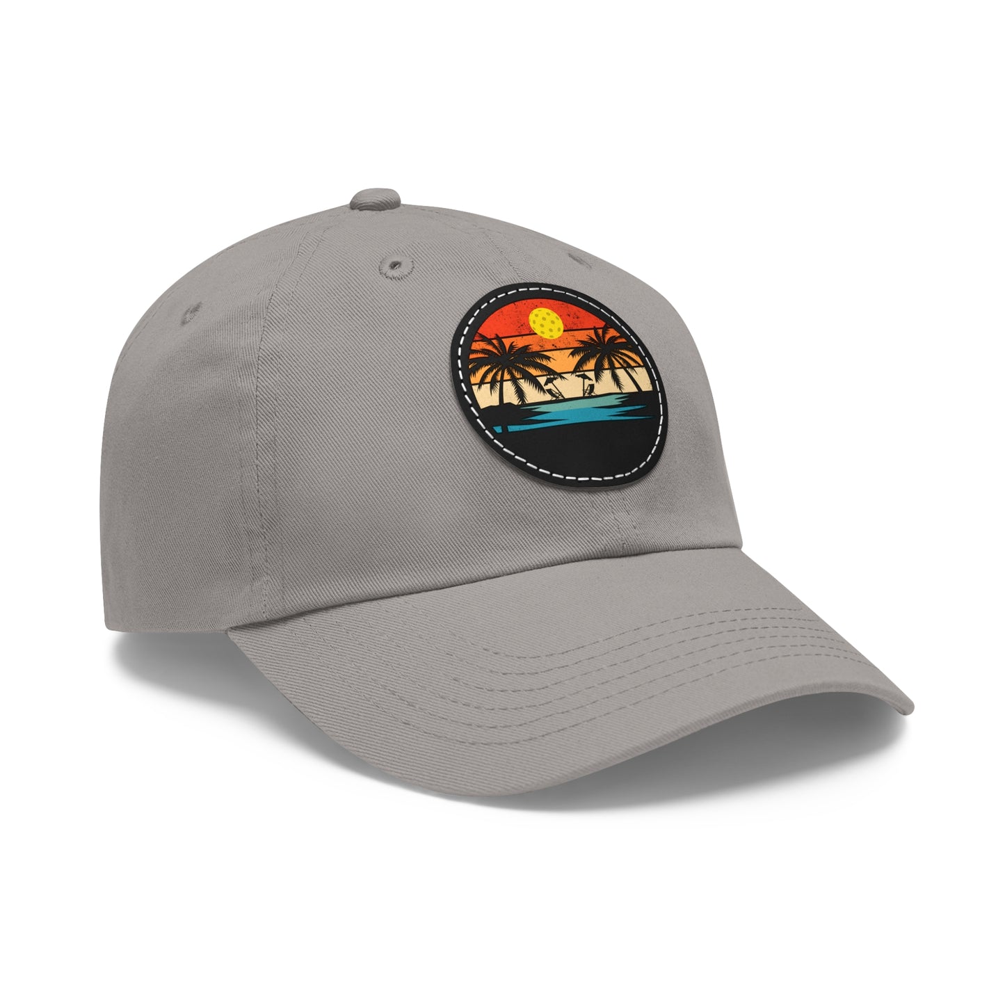 Beautiful Pickleball Sunset Hat with Leather Patch