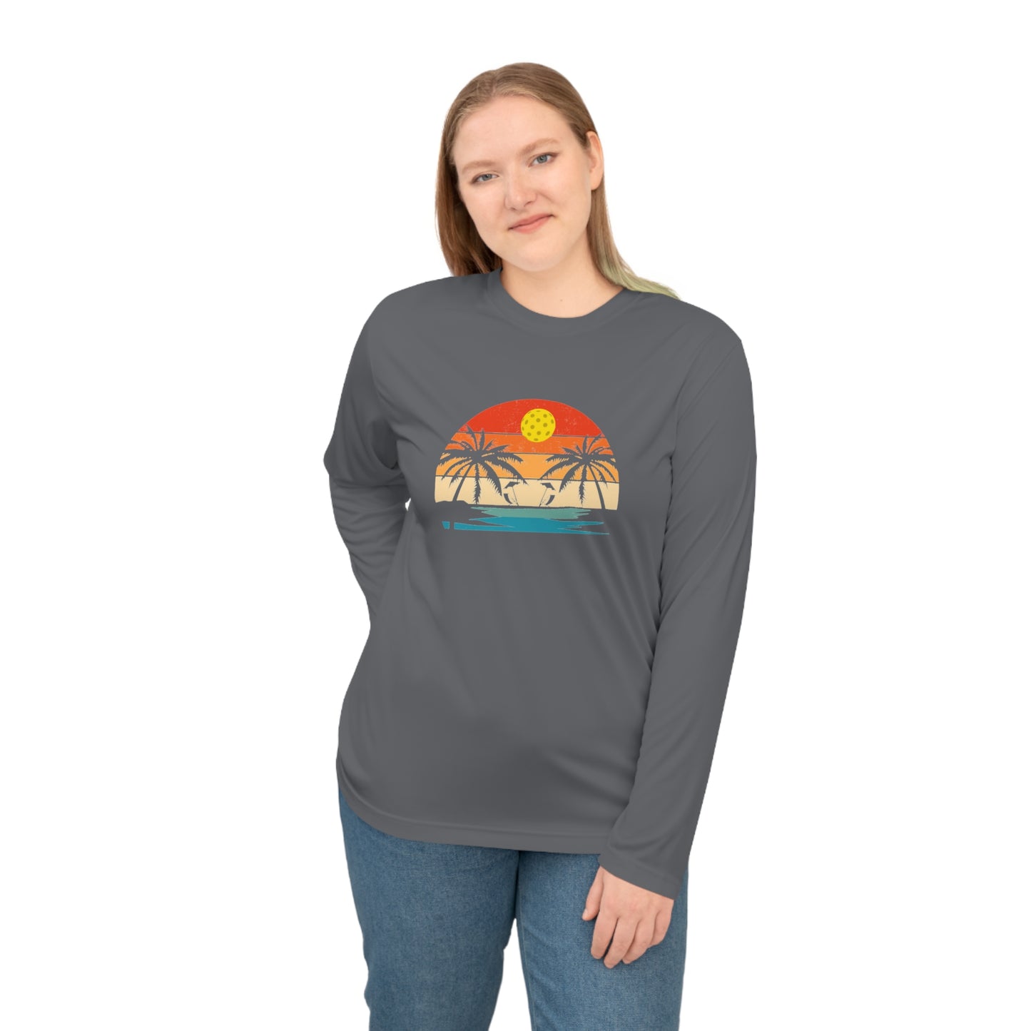 Unisex Beautiful Pickleball Sunset Performance Long Sleeve Shirt