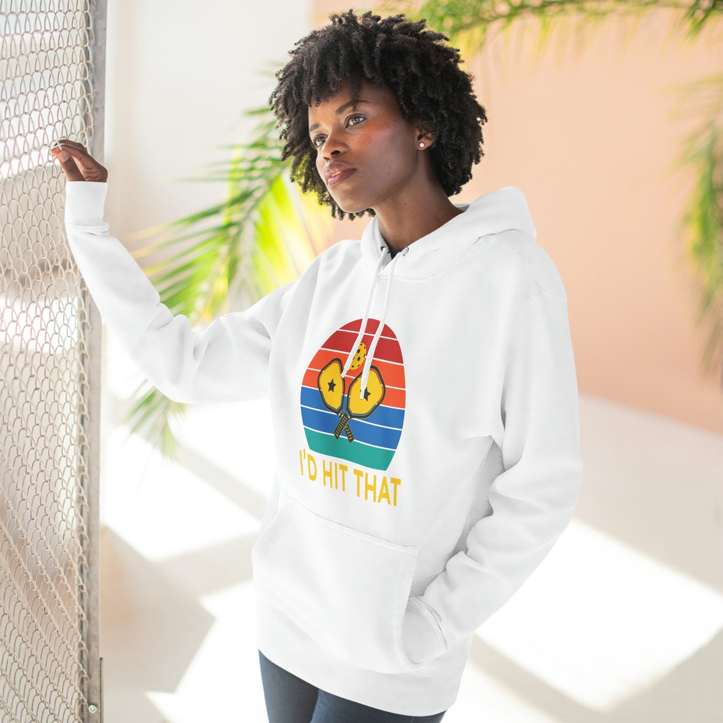 Unisex I'd Hit That Funny Pickleball Premium Pullover Hoodie