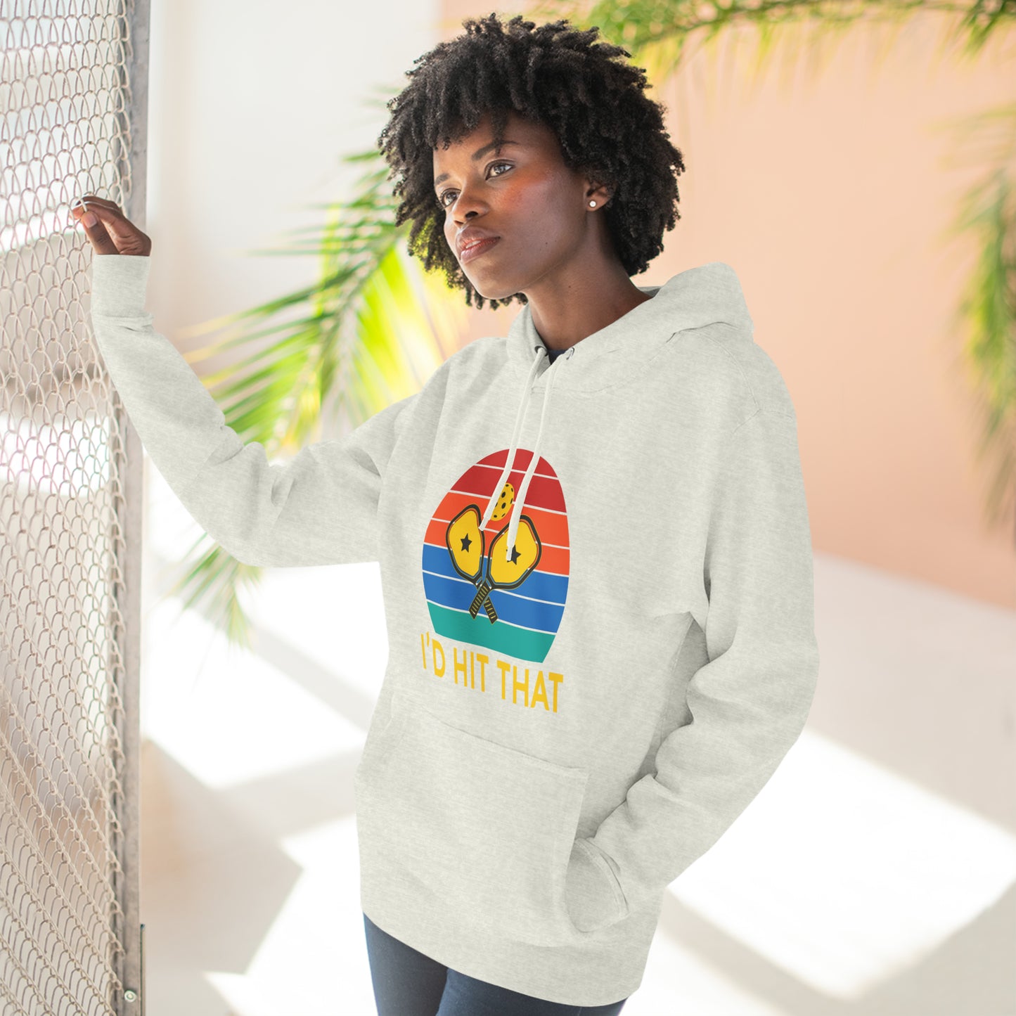 Unisex I'd Hit That Funny Pickleball Premium Pullover Hoodie