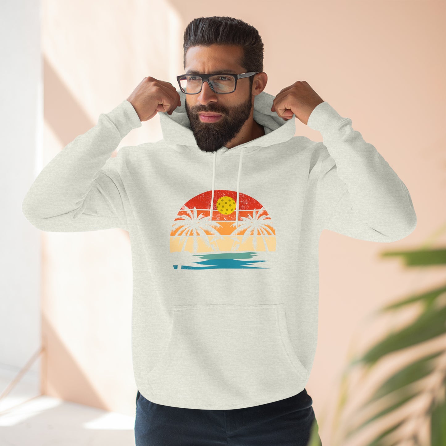 Unisex Beautiful Pickleball Sunset Premium Pullover Pickleball Hoodie