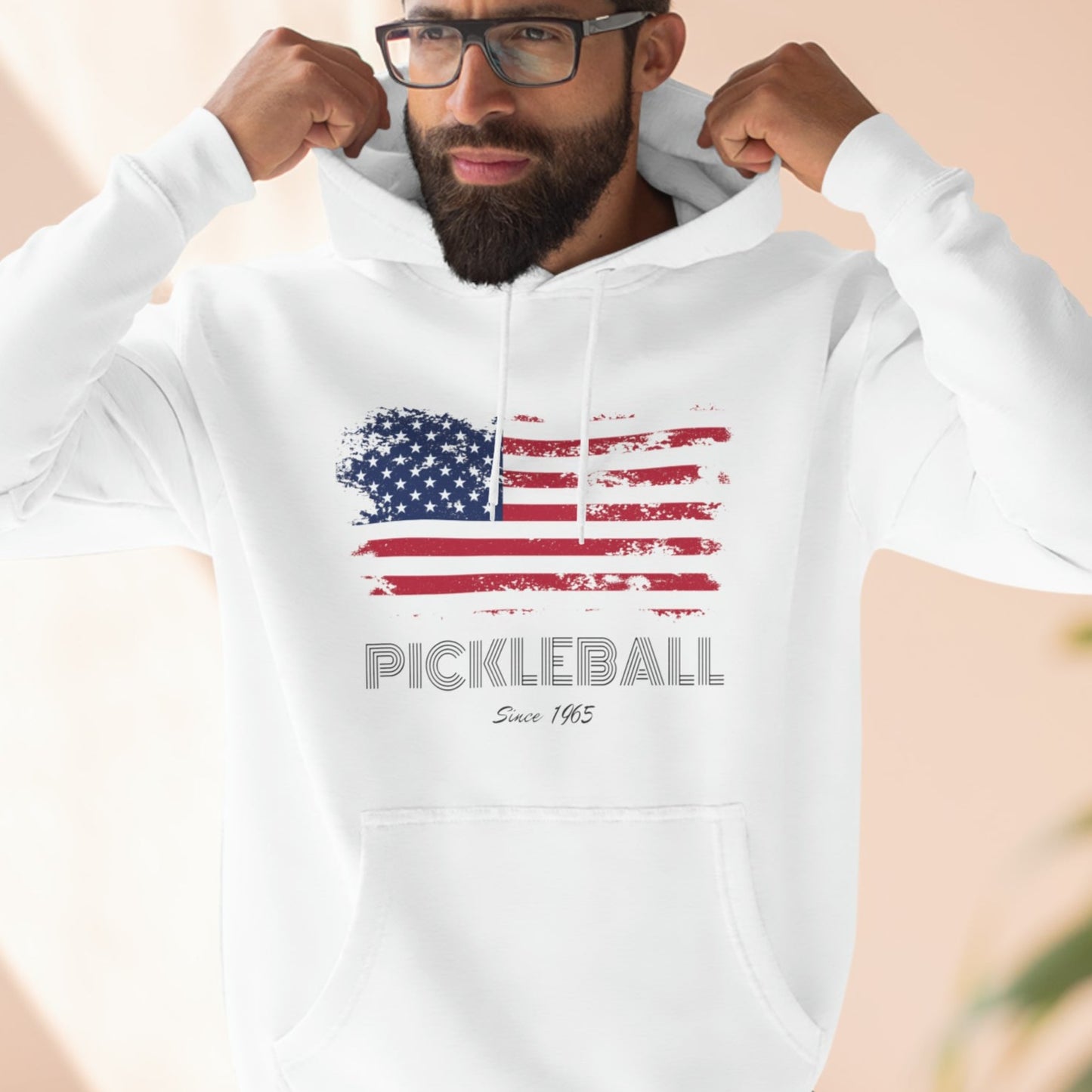 Unisex American Flag USA Pickleball Since 1965 Patriotic Premium Hoodie