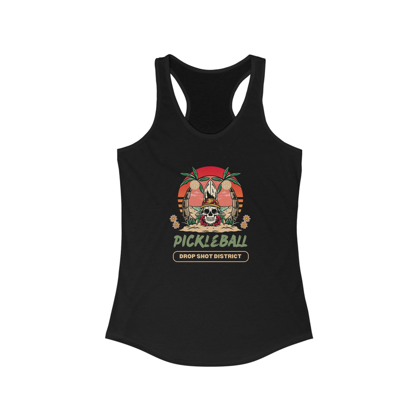 Skelton Head Drop Shot District Women's Super Cute Pickleball Tank