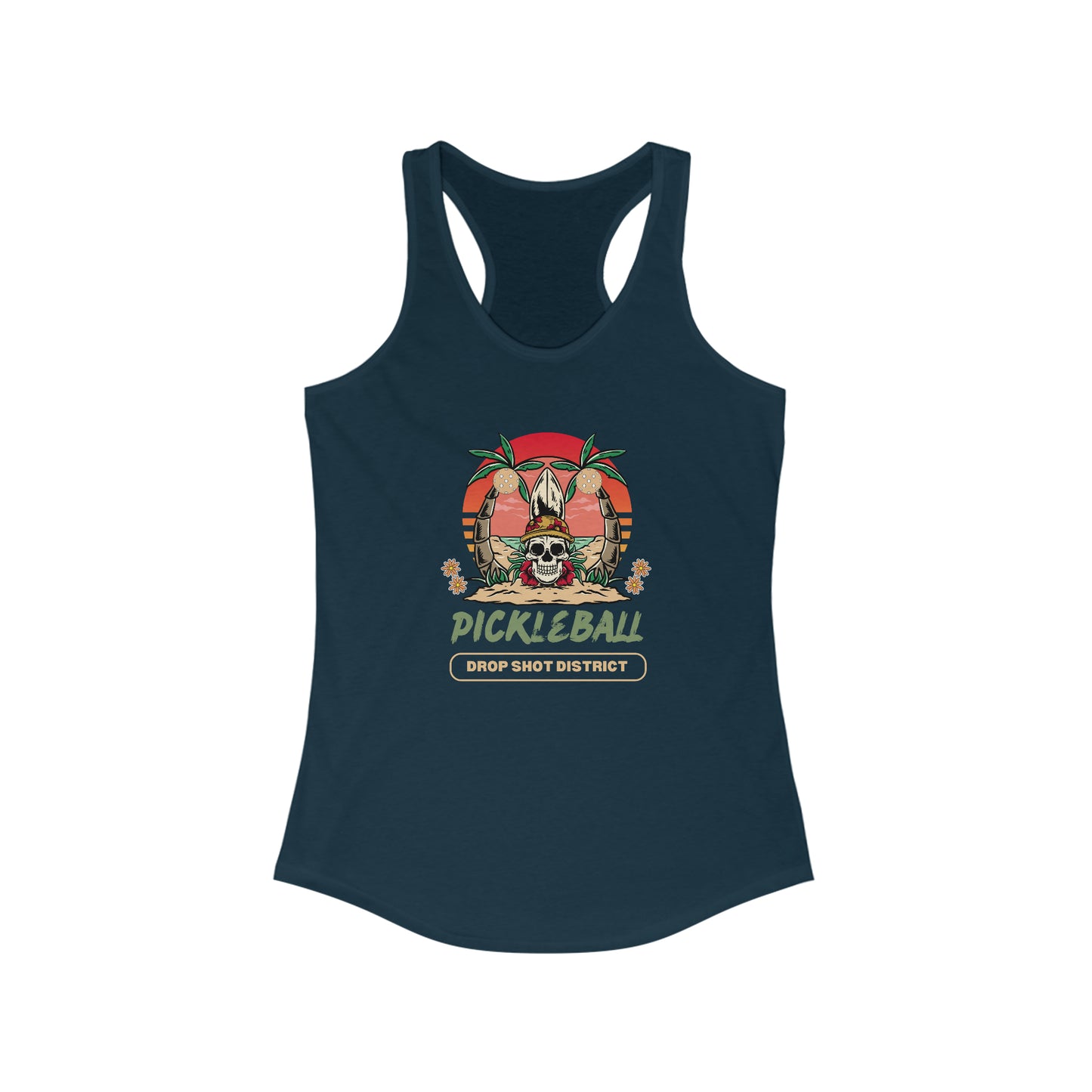 Skelton Head Drop Shot District Women's Super Cute Pickleball Tank