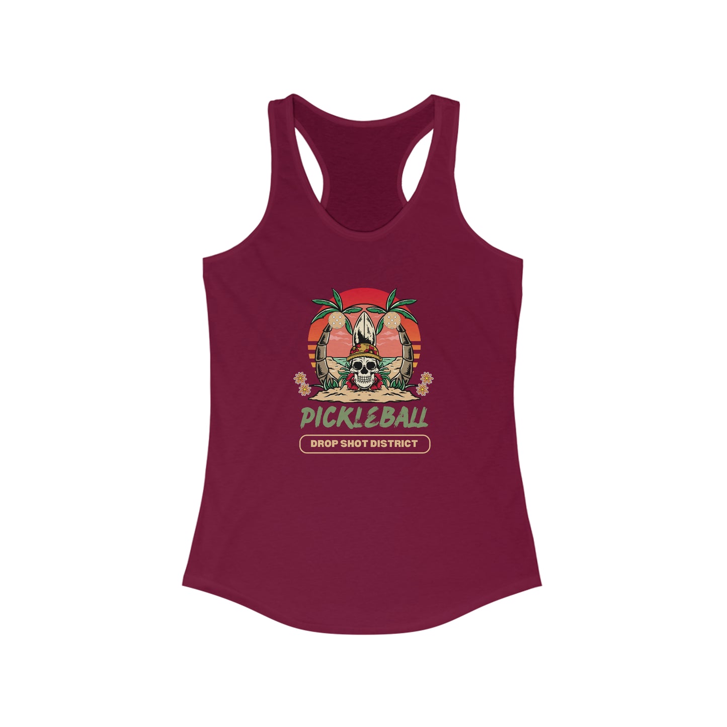 Skelton Head Drop Shot District Women's Super Cute Pickleball Tank