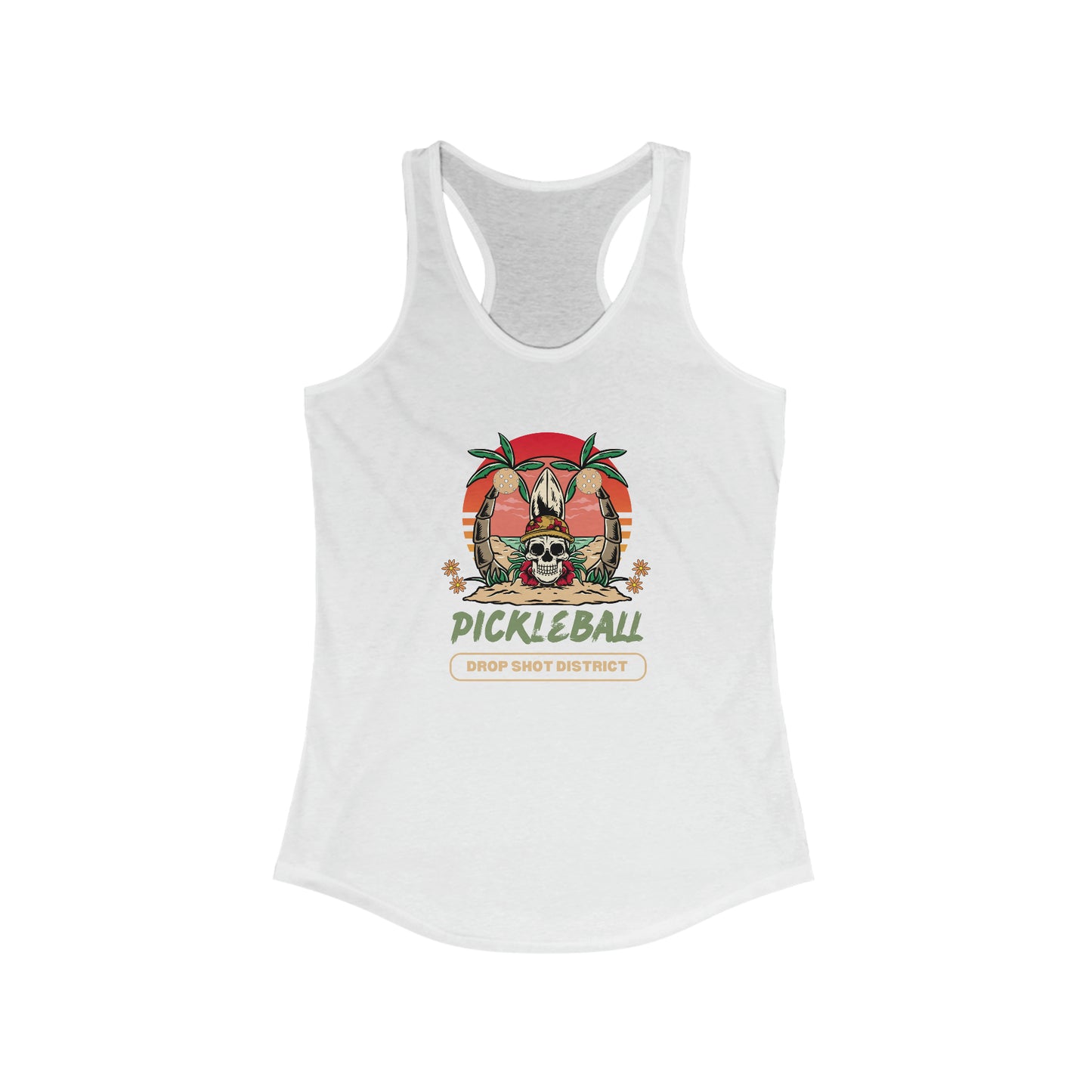 Skelton Head Drop Shot District Women's Super Cute Pickleball Tank