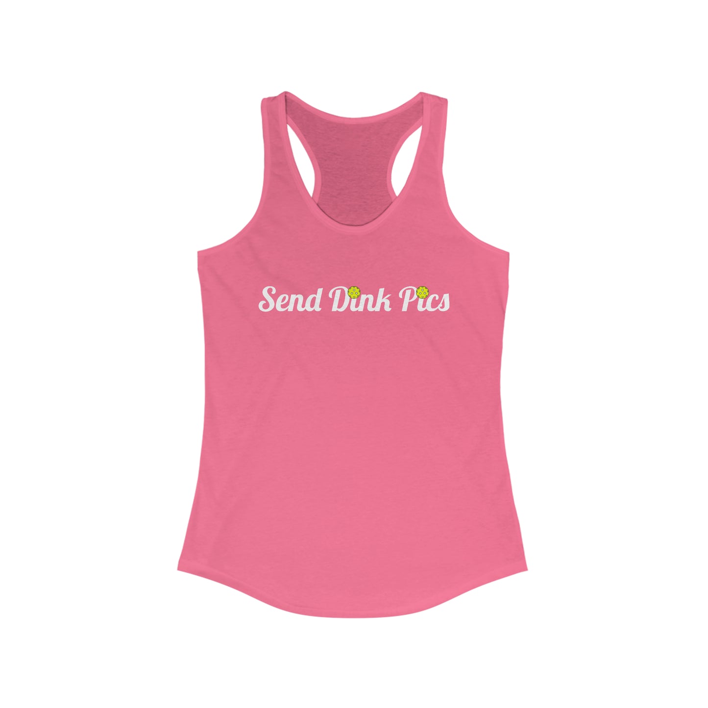 Send Dink Pics (in cursive) Super Cute Funny Racerback Pickleball Tank Top