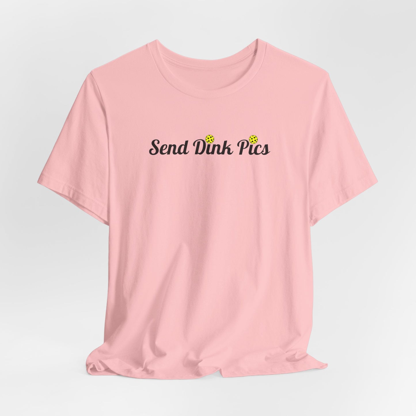 Unisex Send Dink Pics (in cursive) Funny Pickleball Premium T-shirt