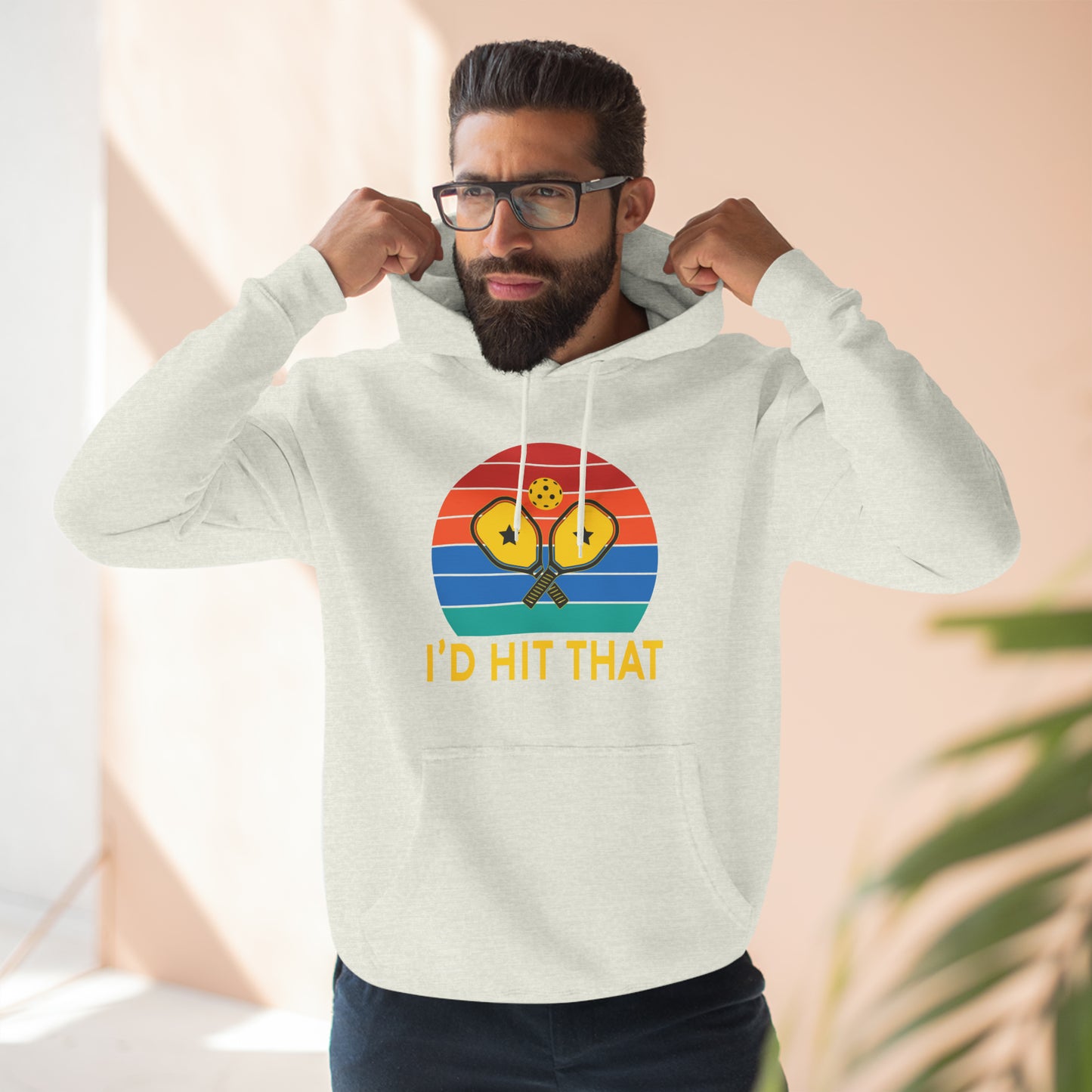 Unisex I'd Hit That Funny Pickleball Premium Pullover Hoodie