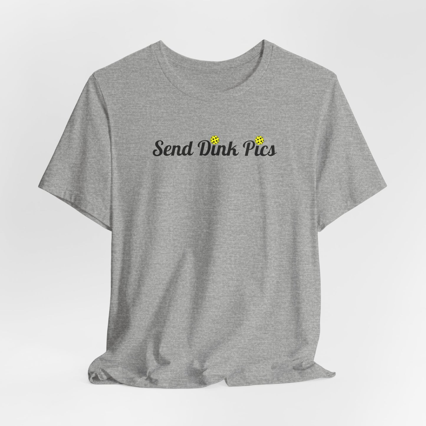 Unisex Send Dink Pics (in cursive) Funny Pickleball Premium T-shirt