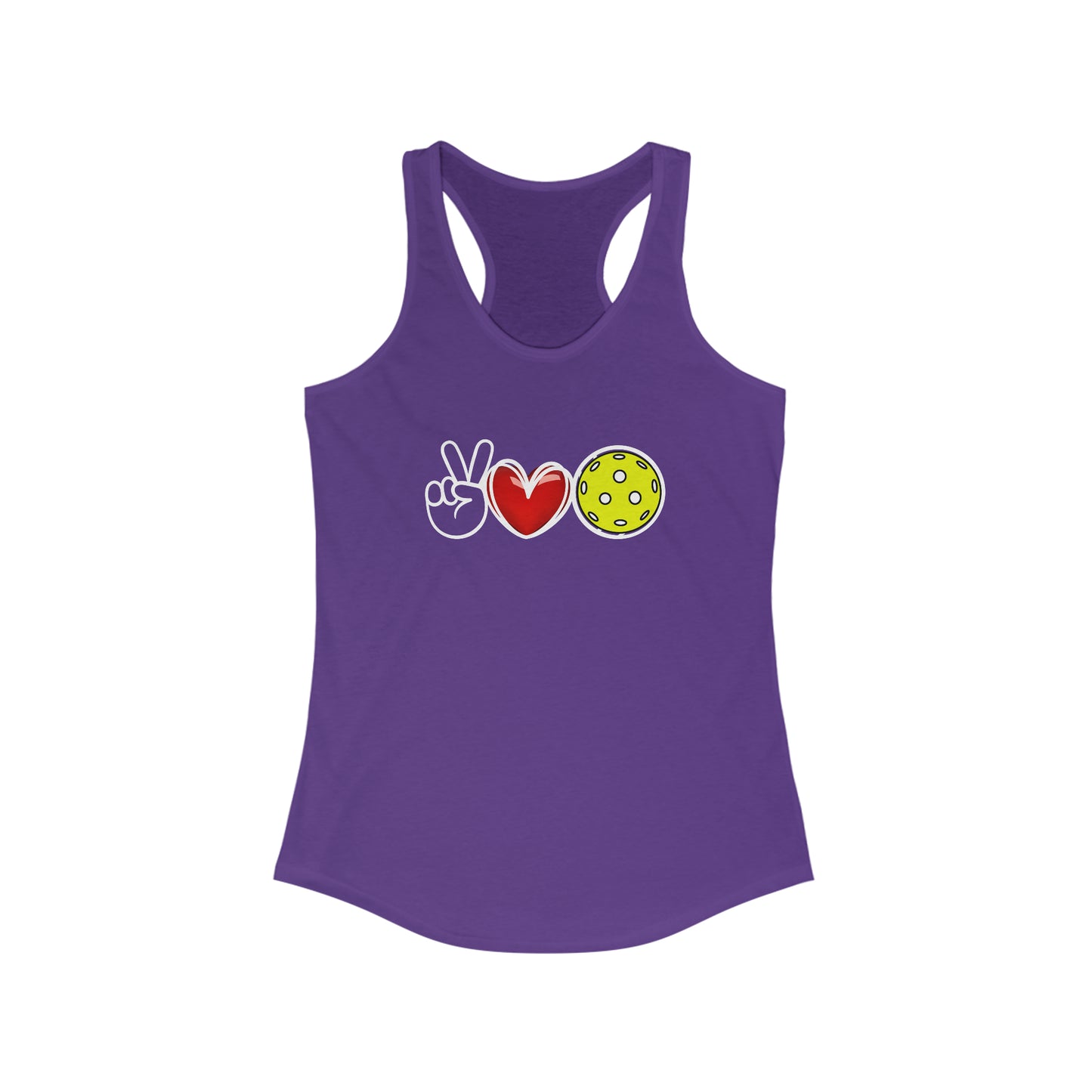 Peace, Love, Pickleball Super Cute Women's Racerback Pickleball Tank Top