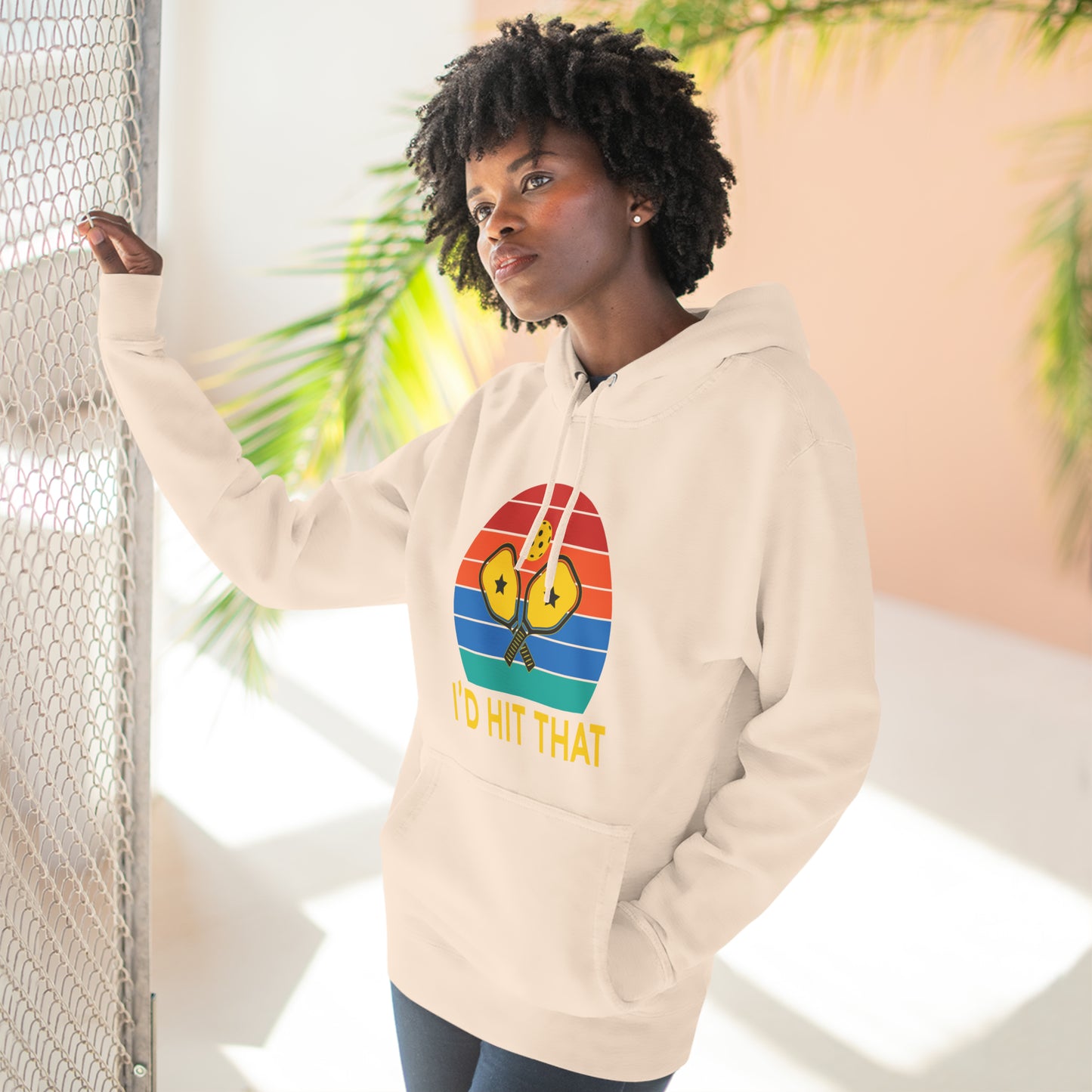 Unisex I'd Hit That Funny Pickleball Premium Pullover Hoodie