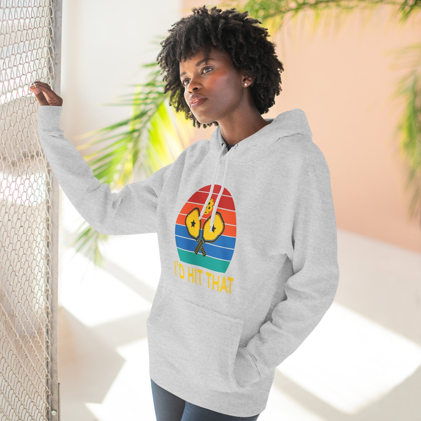 Unisex I'd Hit That Funny Pickleball Premium Pullover Hoodie