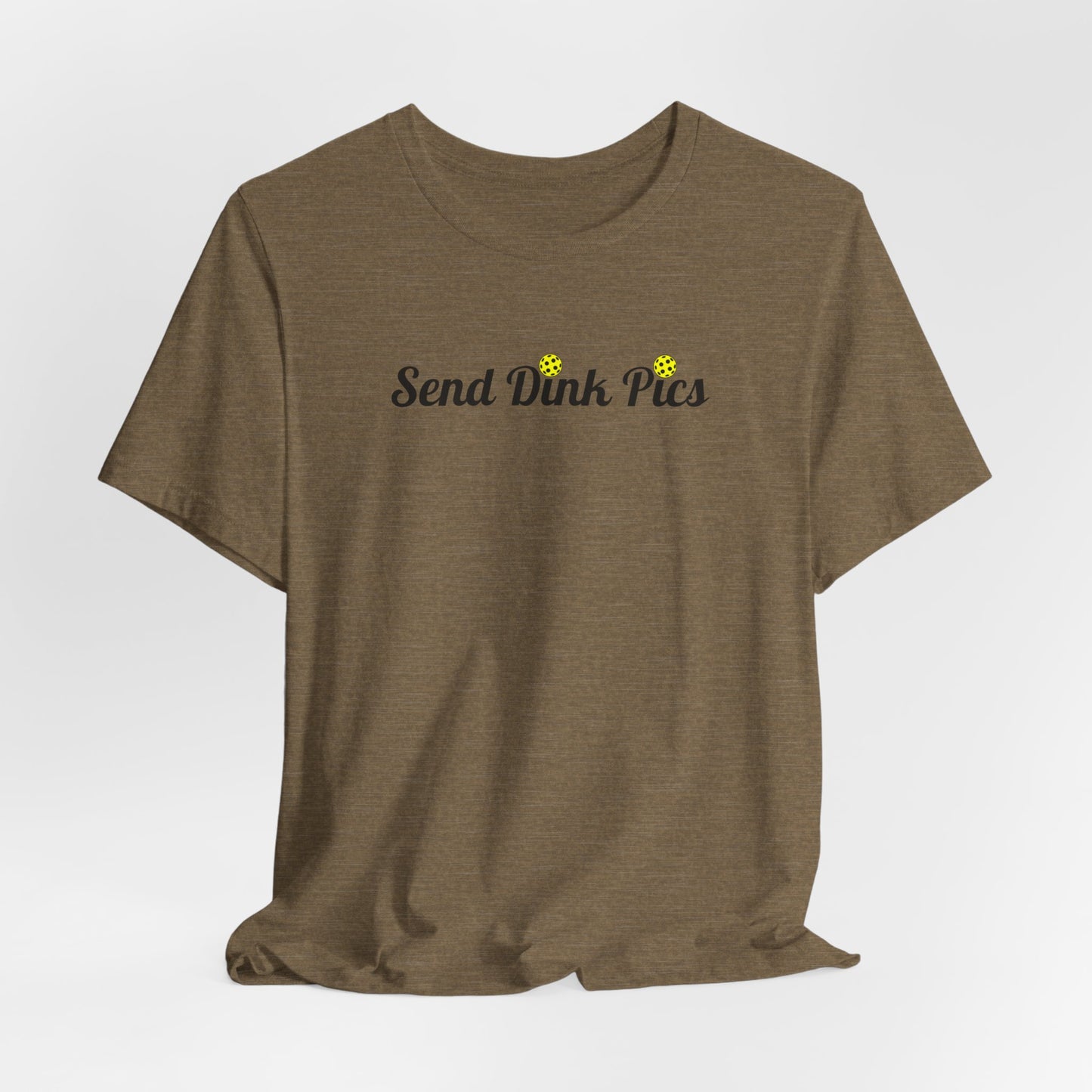Unisex Send Dink Pics (in cursive) Funny Pickleball Premium T-shirt