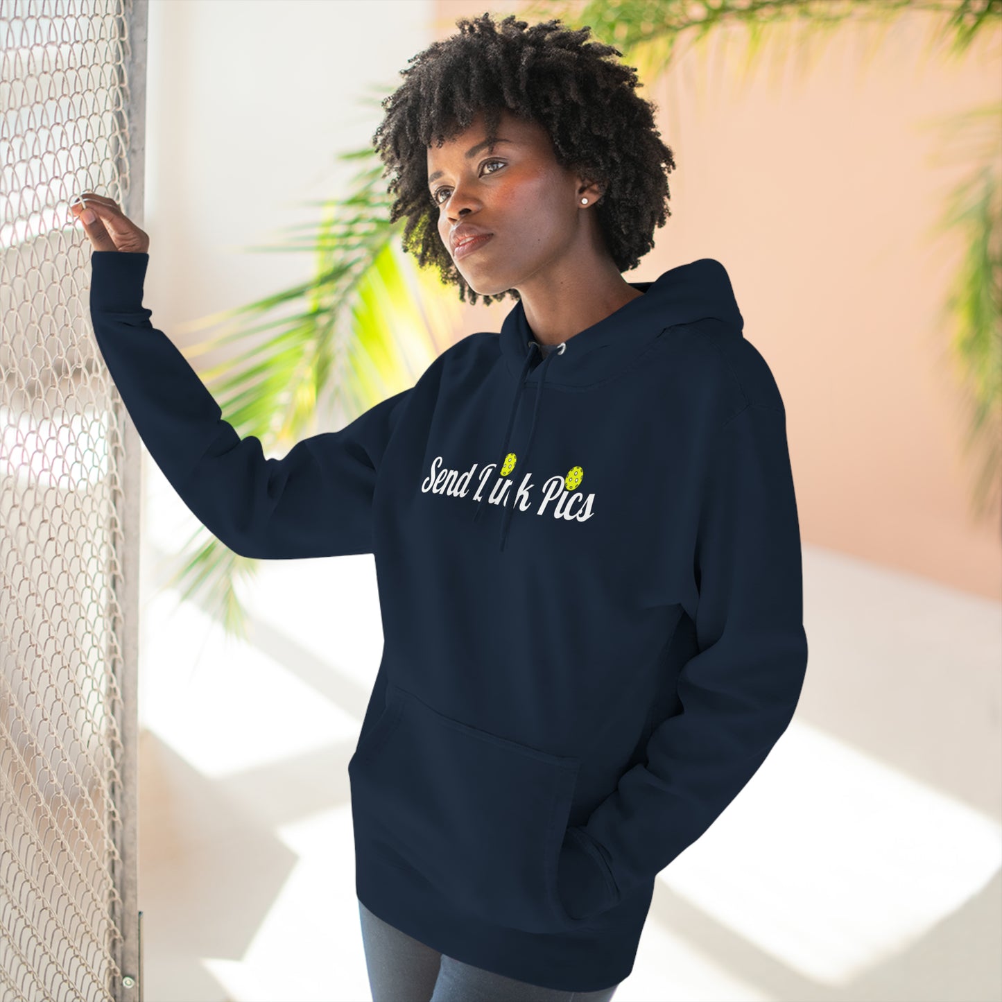 Unisex Send Dink Pics (In Cursive) Funny Premium Pickleball Pullover Hoodie