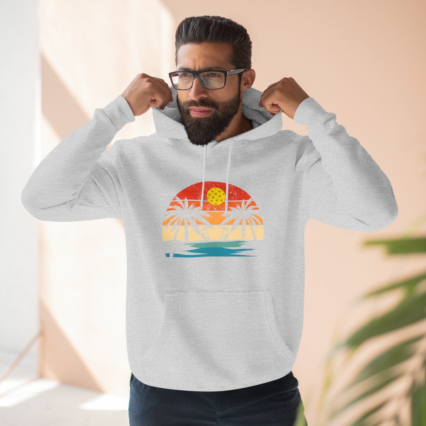 Unisex Beautiful Pickleball Sunset Premium Pullover Pickleball Hoodie