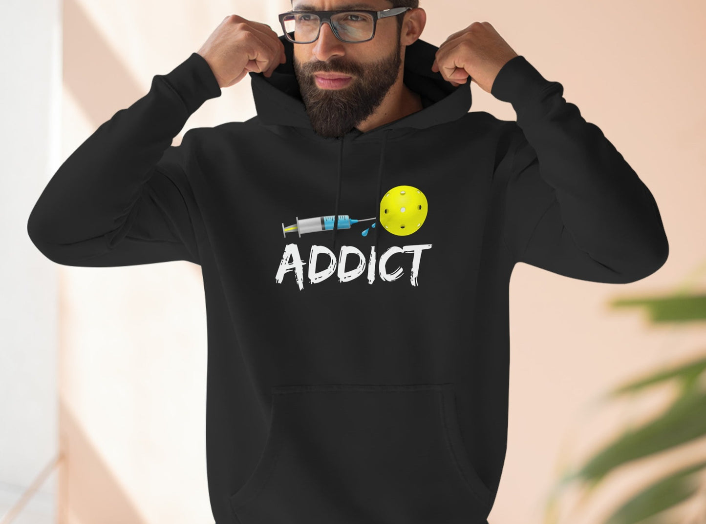 Cheeky, cute Unisex Pickleball Addict Premium Pullover Hoodie