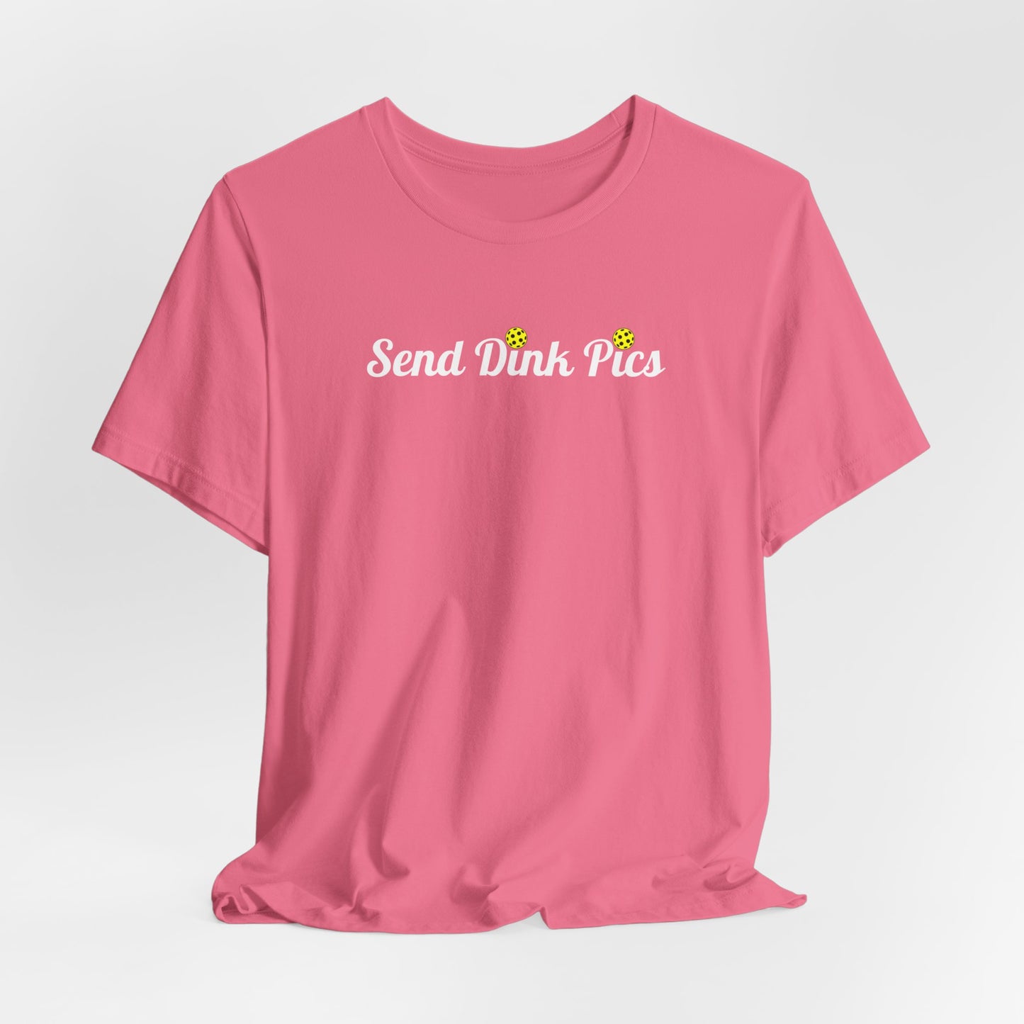 Unisex Send Dink Pics (in cursive) Funny Pickleball Premium T-shirt