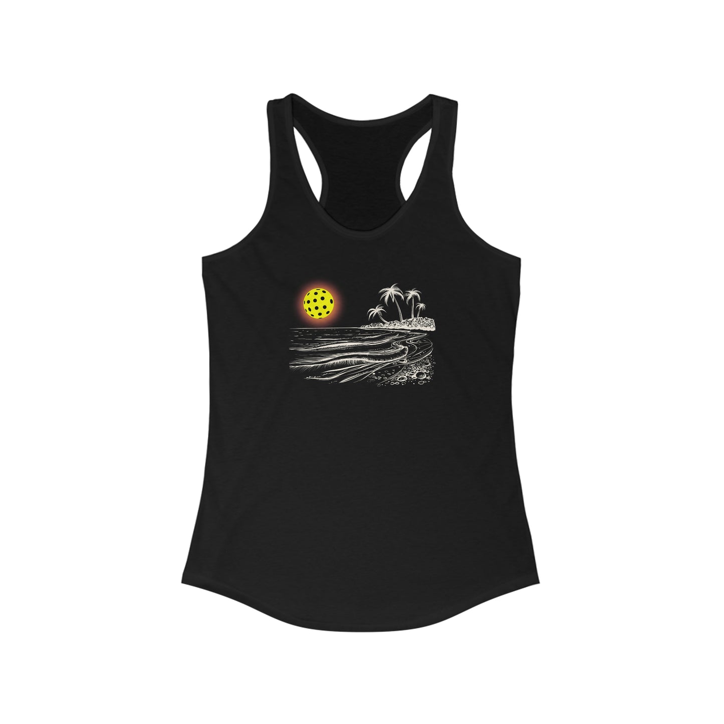 Pickleball Sun Beach Vibes Beautiful Women's Racerback Tank Top
