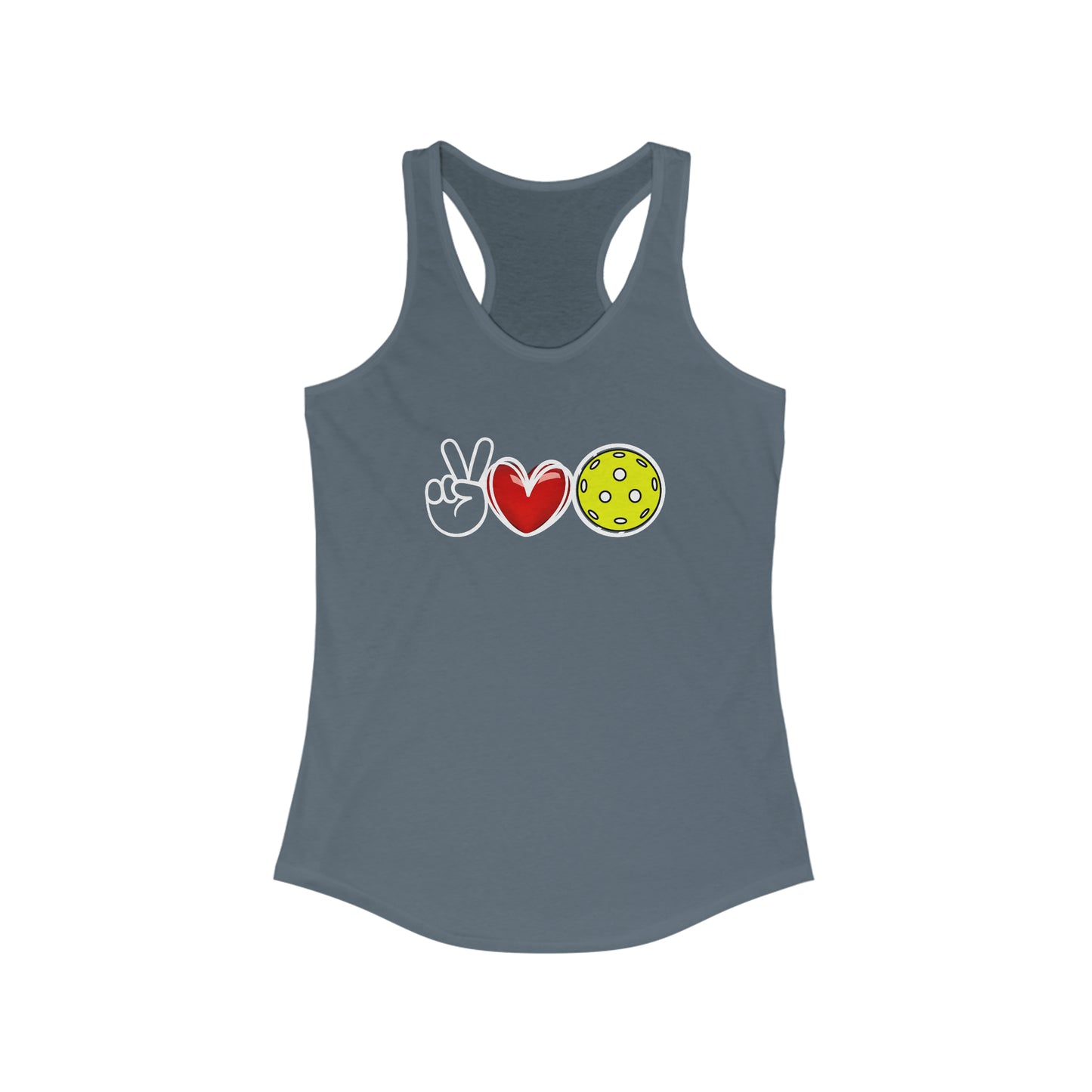 Peace, Love, Pickleball Super Cute Women's Racerback Pickleball Tank Top