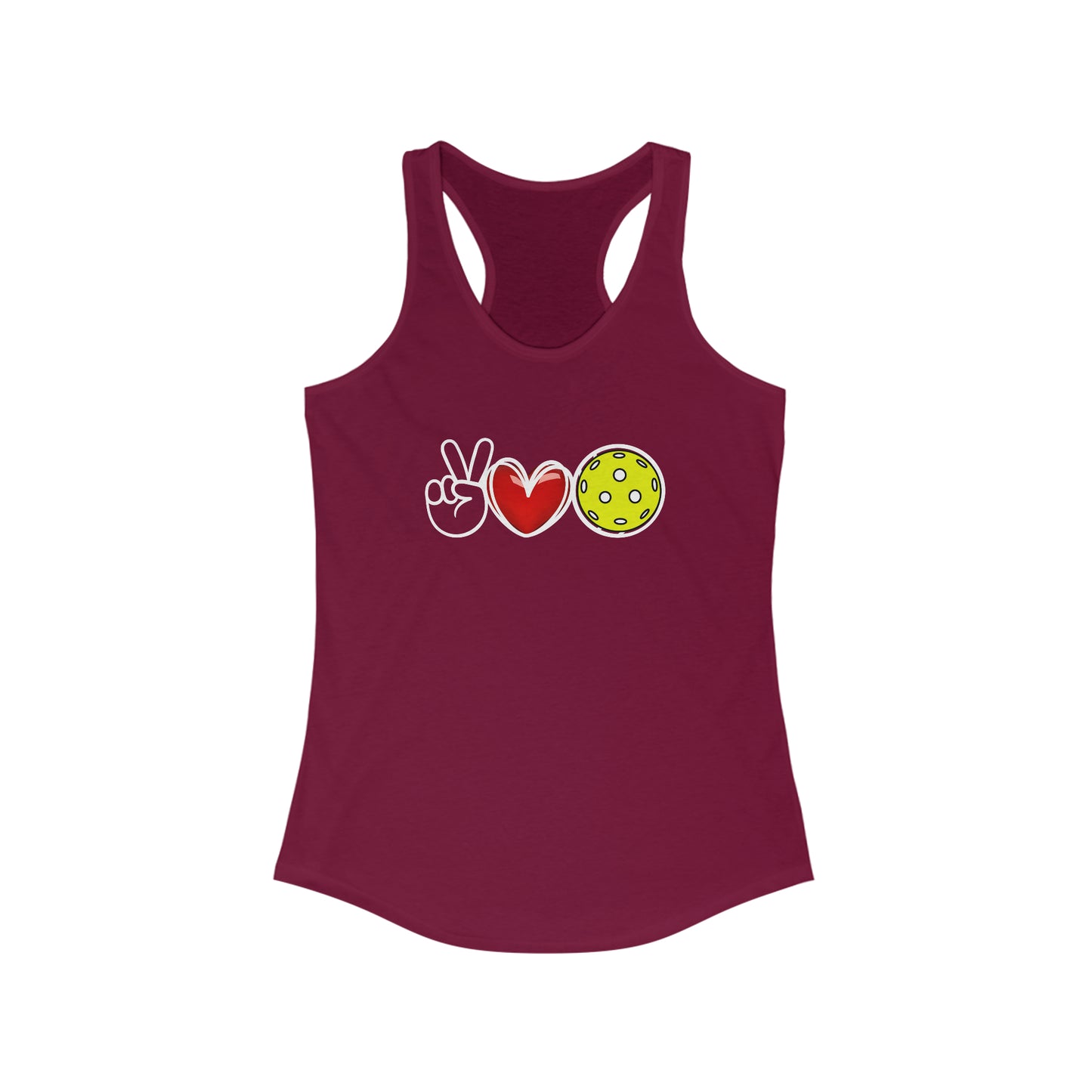 Peace, Love, Pickleball Super Cute Women's Racerback Pickleball Tank Top