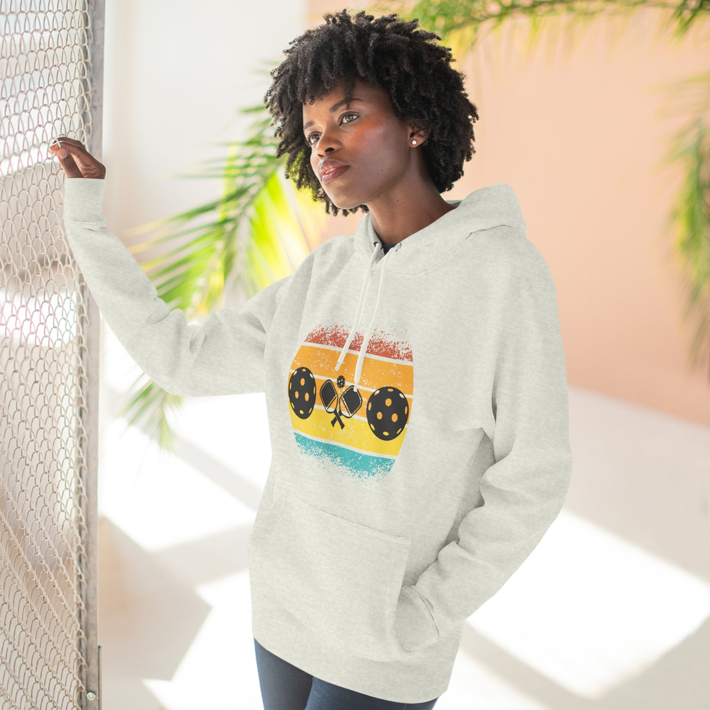 Tropical Pickleball Sunset Gorgeous Unisex Premium Pullover Hoodie