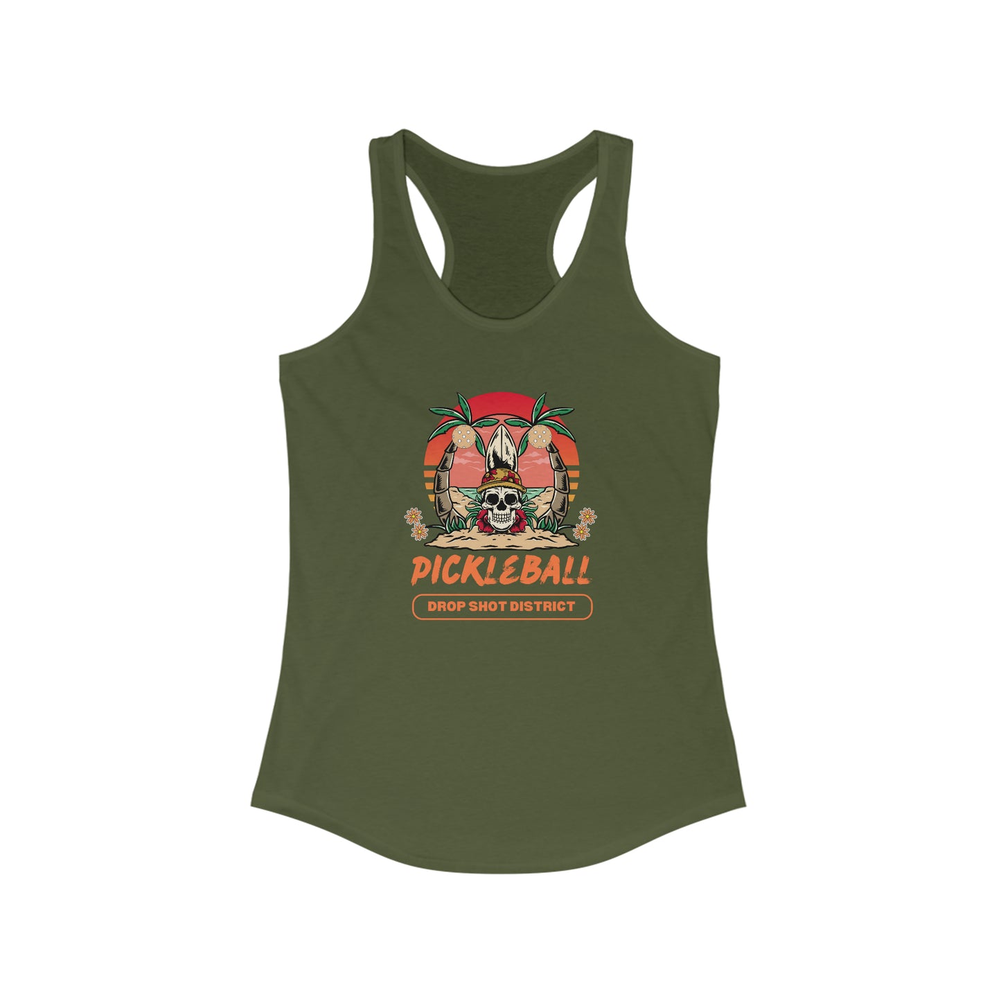 Skelton Head Drop Shot District Women's Super Cute Pickleball Tank
