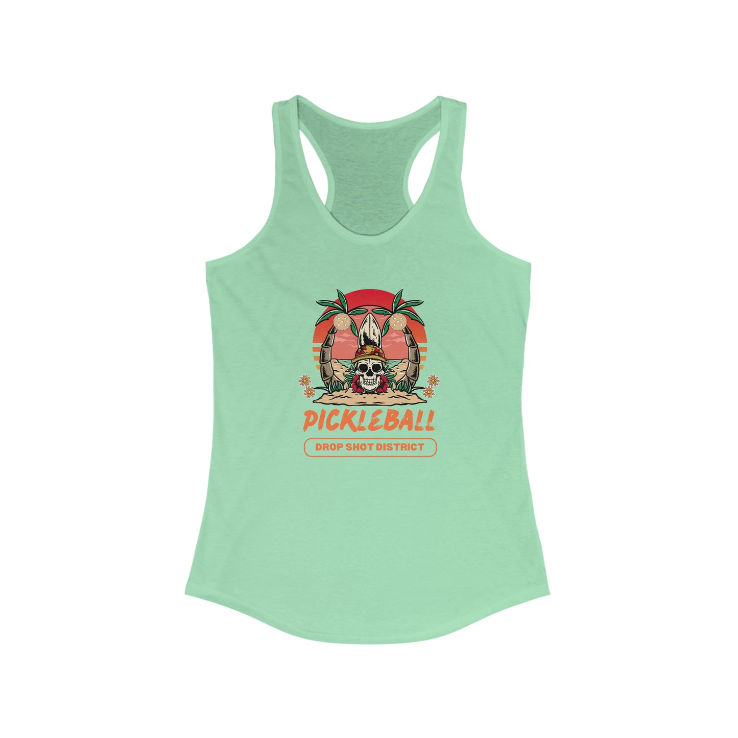 Skelton Head Drop Shot District Women's Super Cute Pickleball Tank