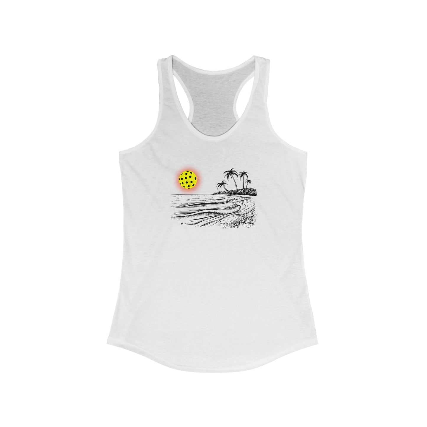 Pickleball Sun Beach Vibes Beautiful Women's Racerback Tank Top