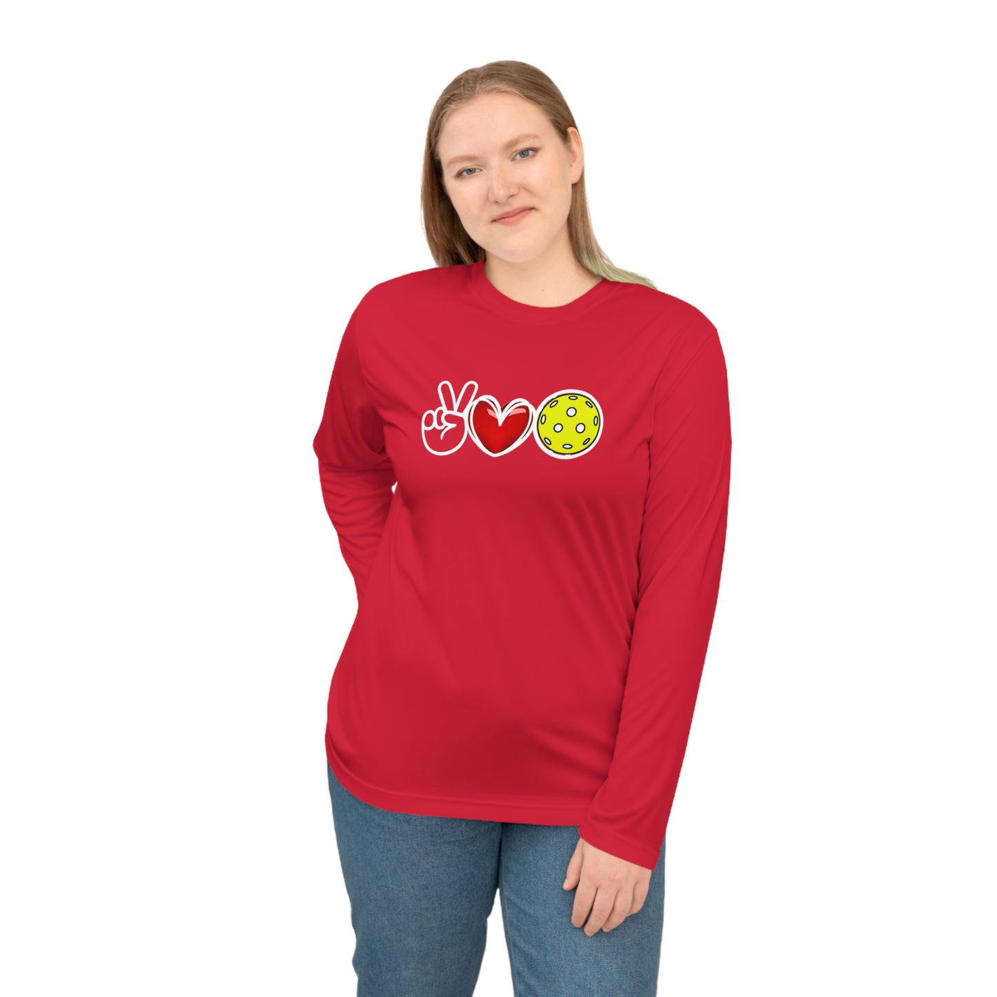 Peace, Love, Pickleball Super Cute Unisex Performance Long Sleeve Shirt