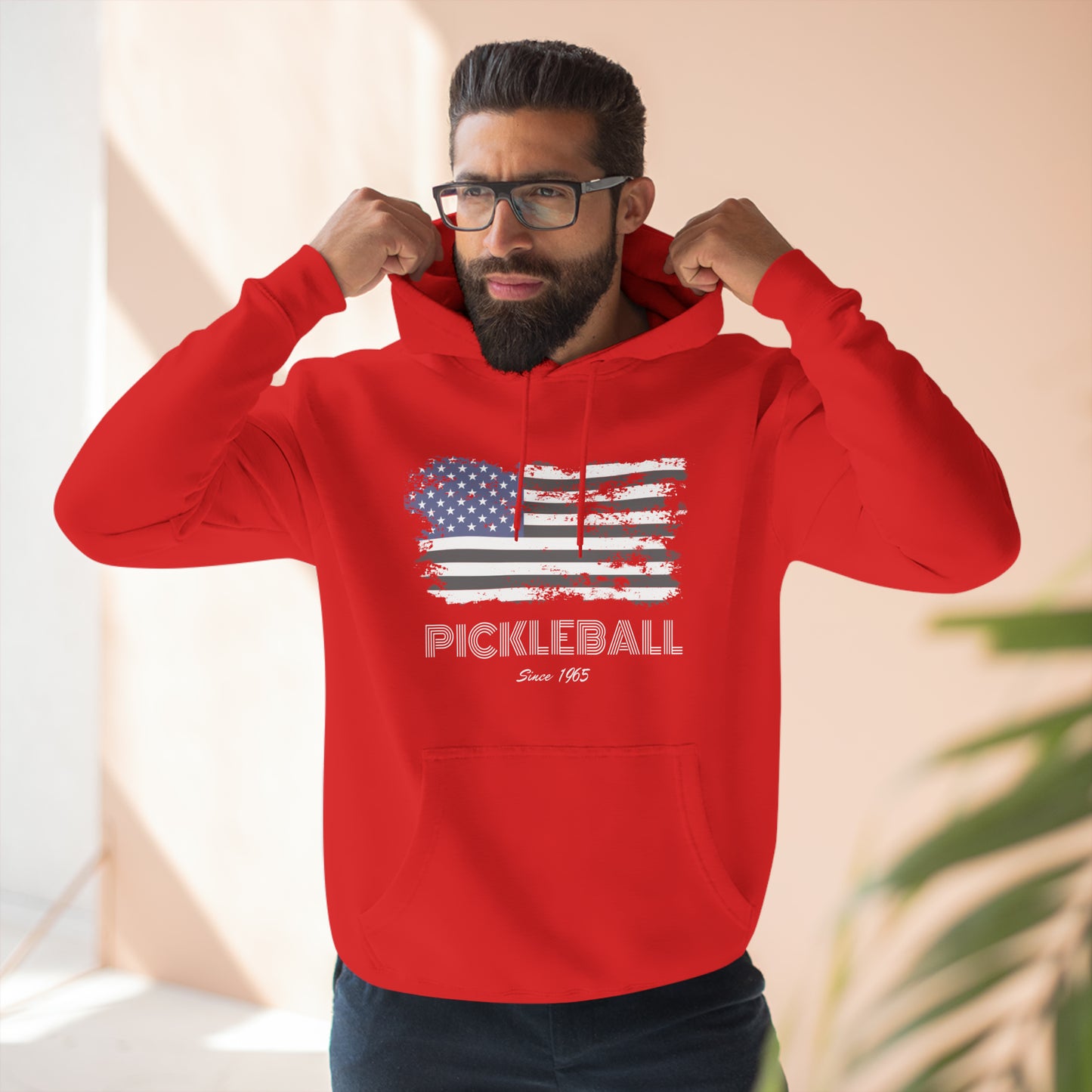 Unisex American Flag USA Pickleball Since 1965 Patriotic Premium Hoodie