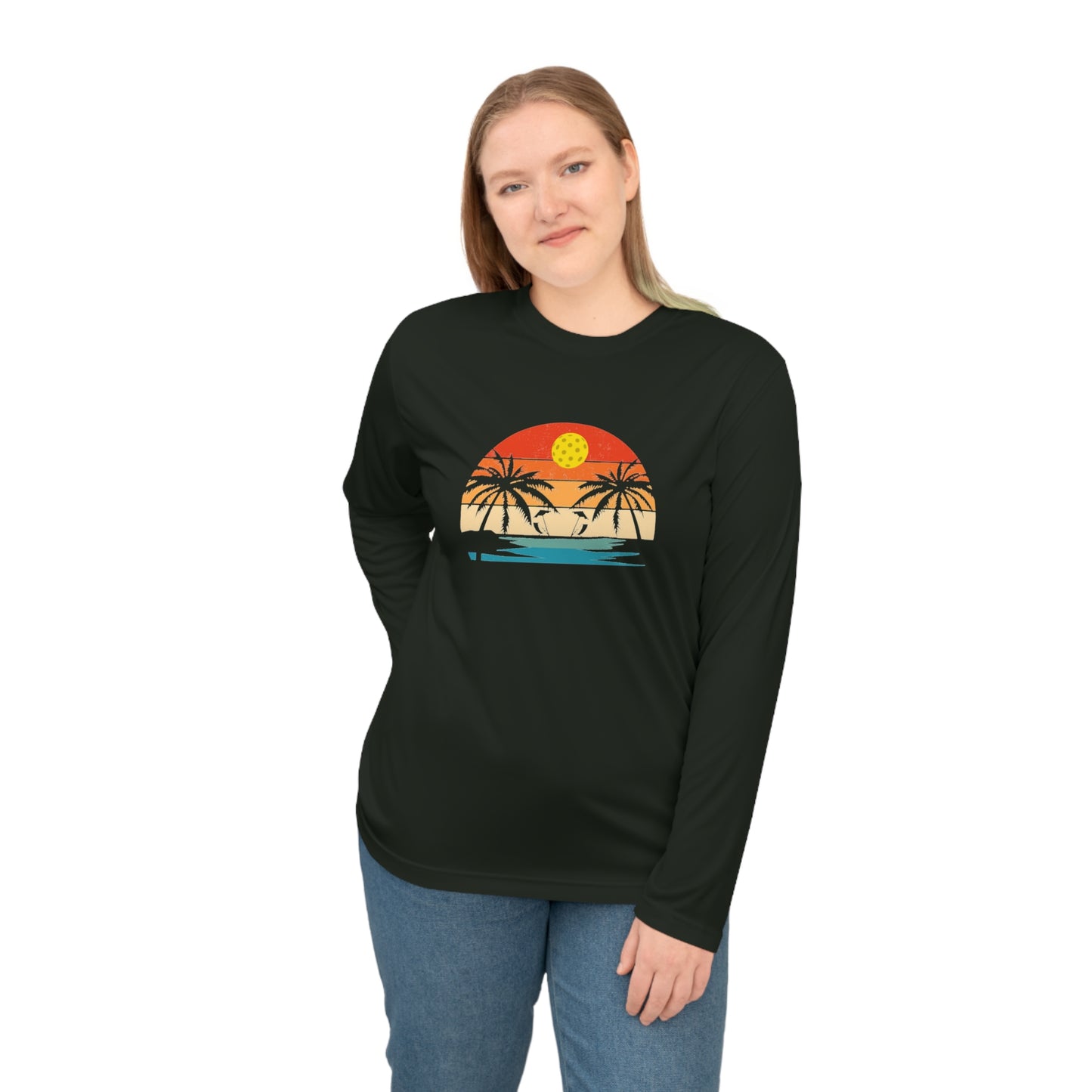 Unisex Beautiful Pickleball Sunset Performance Long Sleeve Shirt