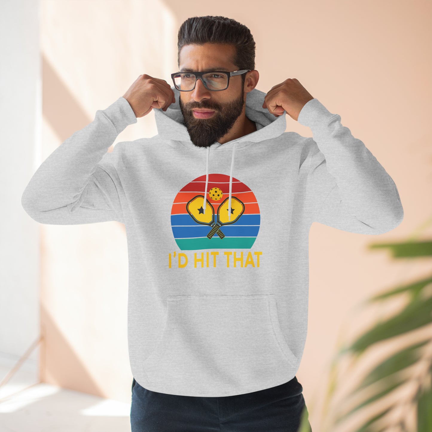 Unisex I'd Hit That Funny Pickleball Premium Pullover Hoodie