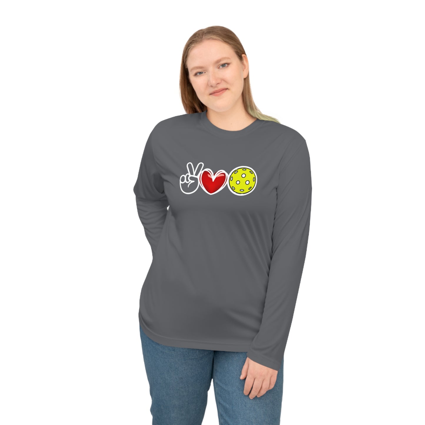 Peace, Love, Pickleball Super Cute Unisex Performance Long Sleeve Shirt
