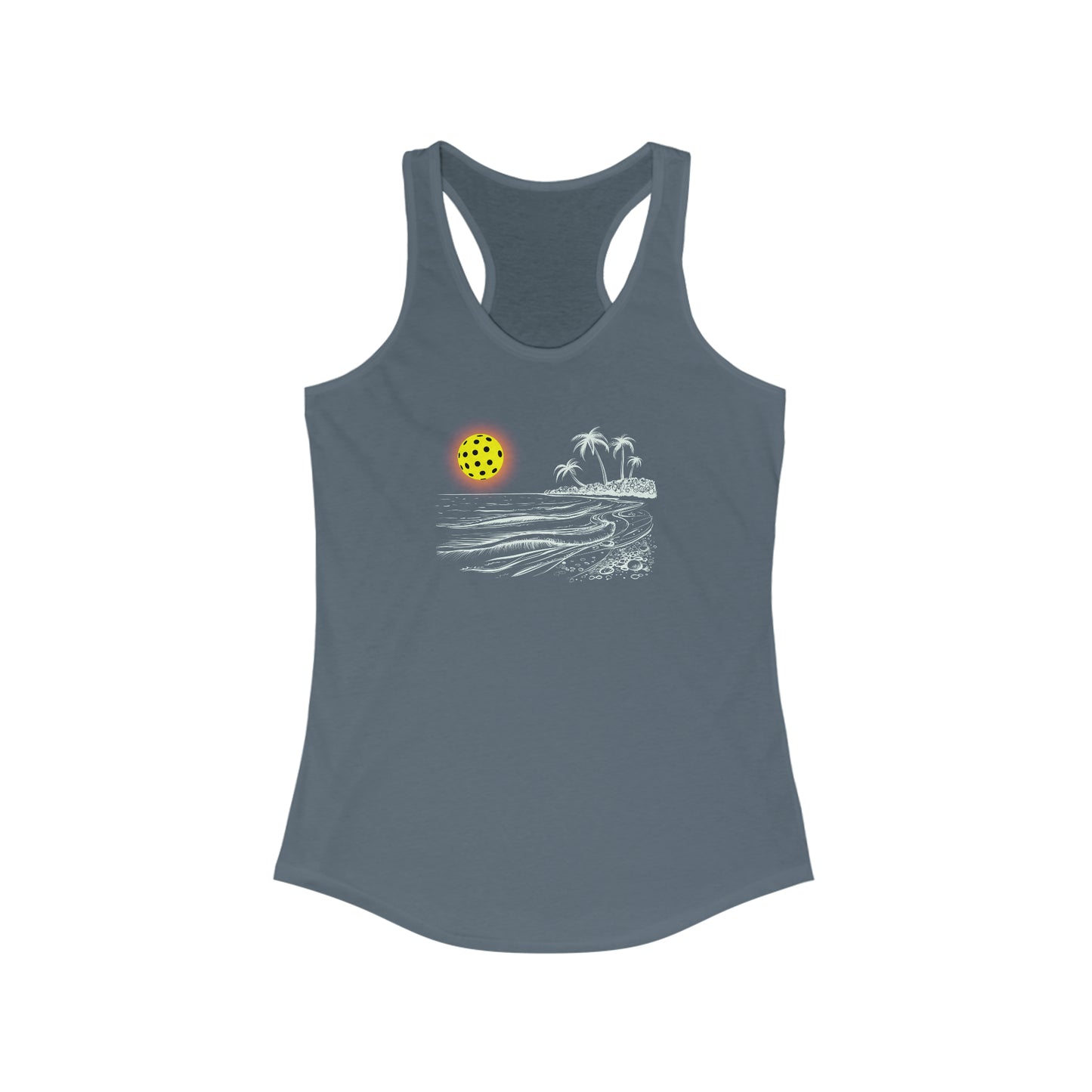 Pickleball Sun Beach Vibes Beautiful Women's Racerback Tank Top