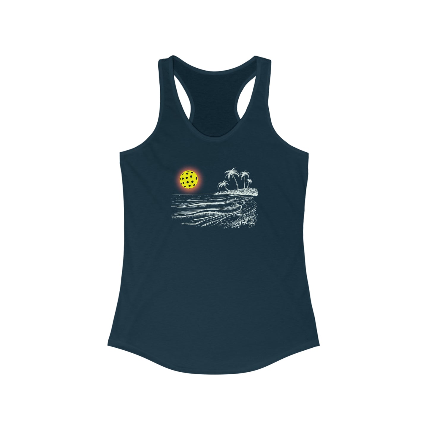Pickleball Sun Beach Vibes Beautiful Women's Racerback Tank Top