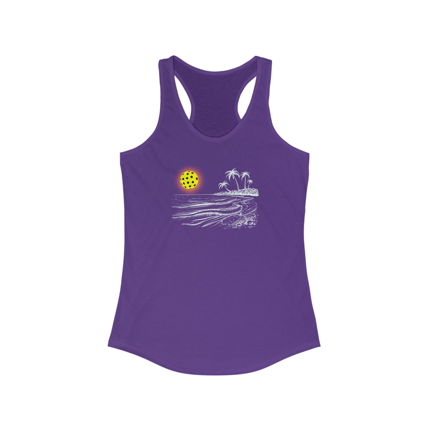 Pickleball Sun Beach Vibes Beautiful Women's Racerback Tank Top