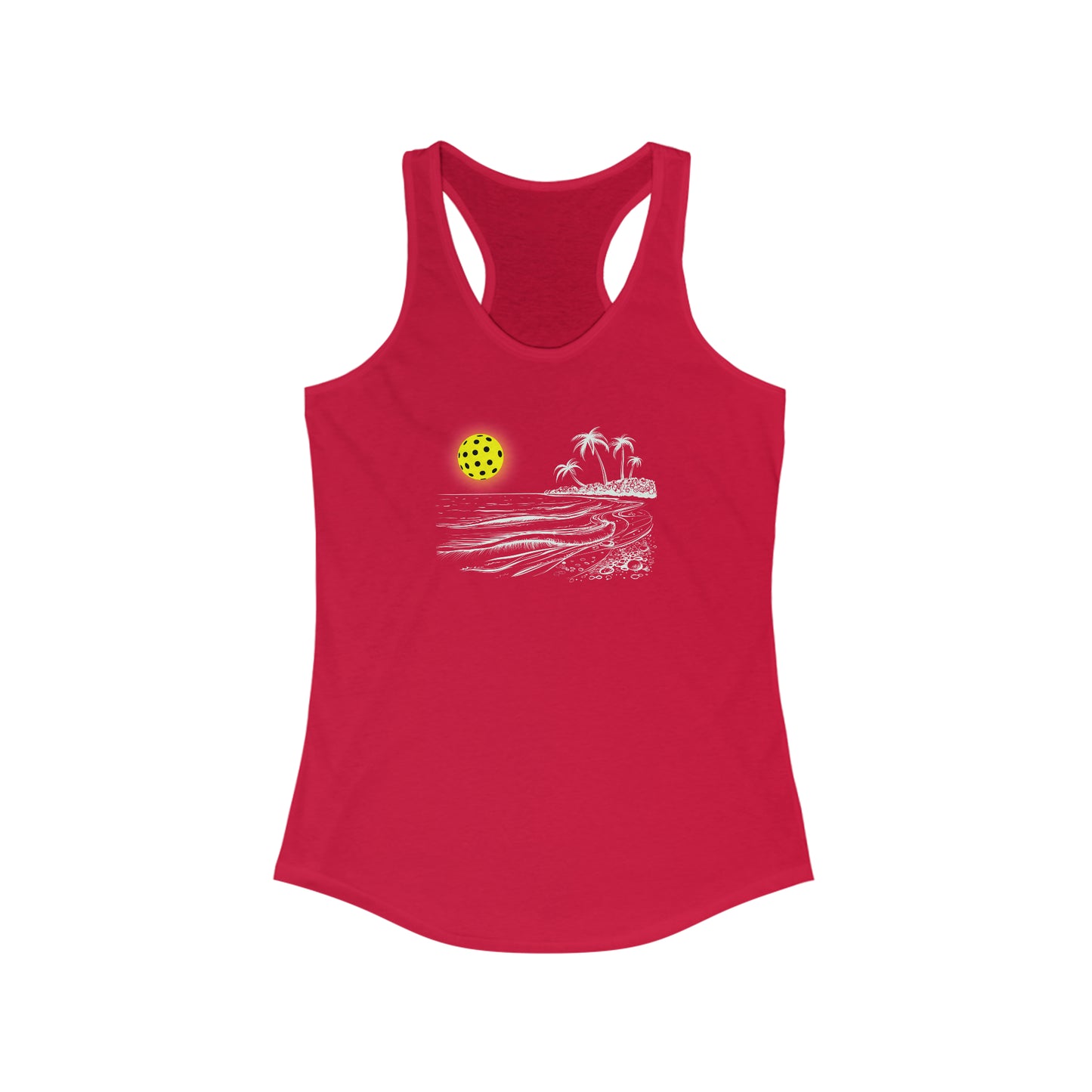 Pickleball Sun Beach Vibes Beautiful Women's Racerback Tank Top