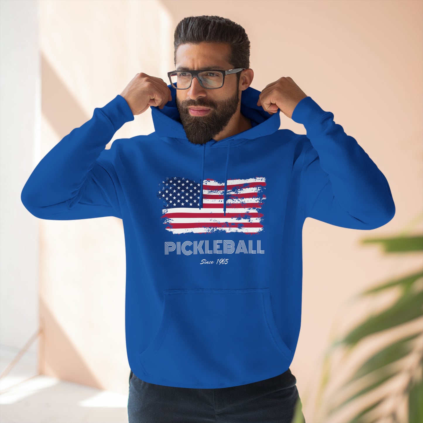 Unisex American Flag USA Pickleball Since 1965 Patriotic Premium Hoodie